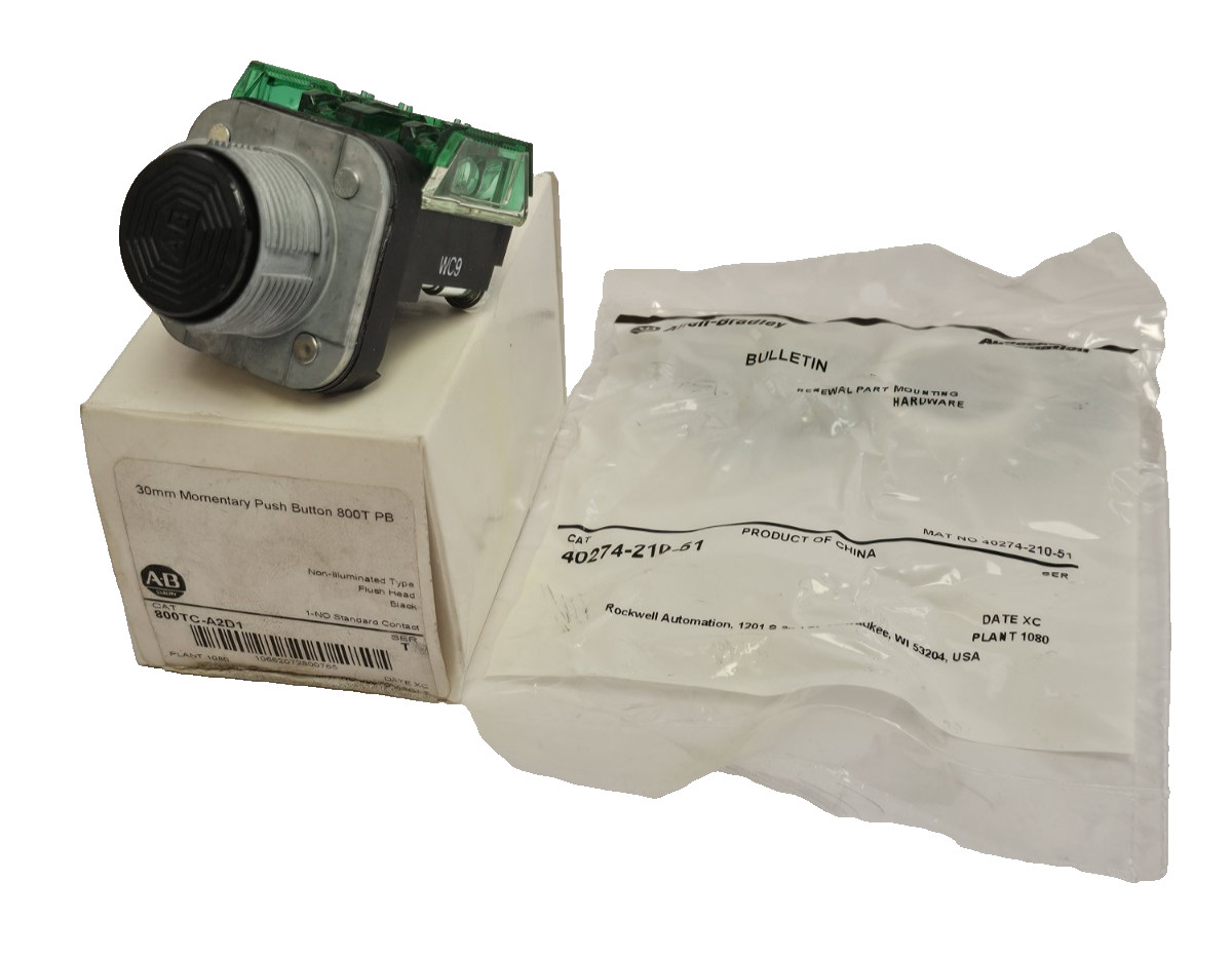 NIB ALLEN BRADLEY 800TC-A2D1 FLUSH HEAD BLACK PUSH BUTTON 800TCA2D1 SER. T