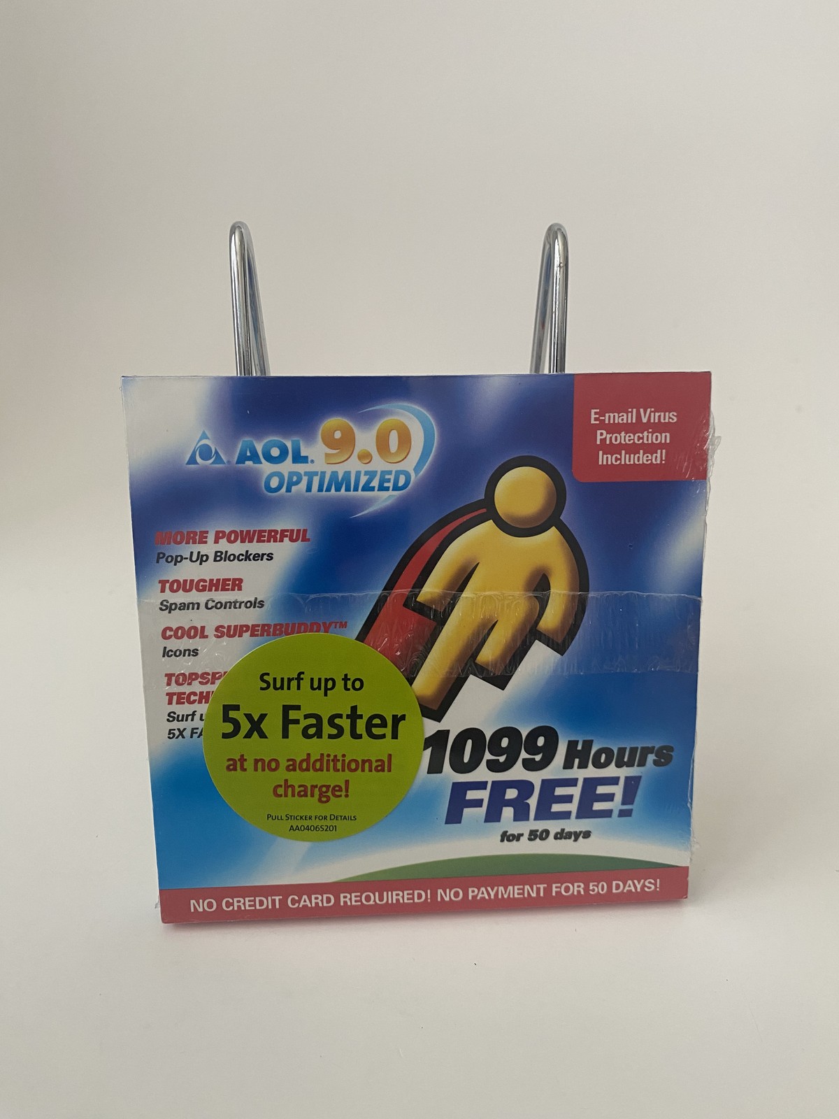 AOL 9.0 Optimized CD-ROM Software NEW SEALED 1099 Hours Free Internet Access