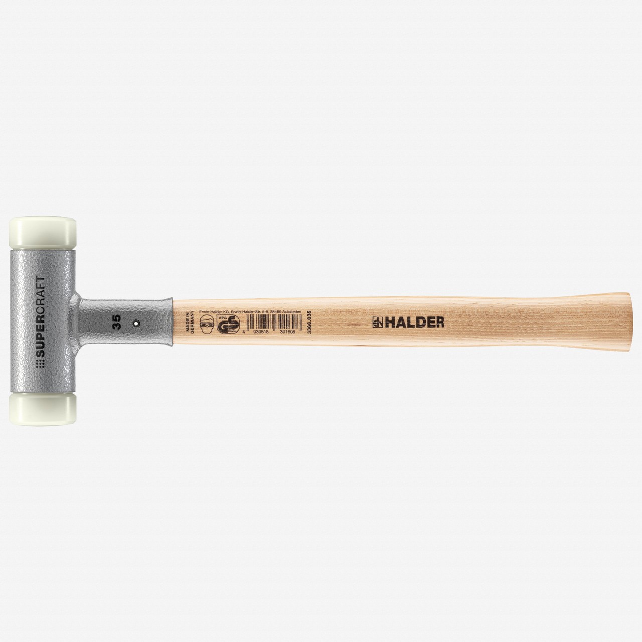 Halder Supercraft Dead Blow, Non-Rebounding Hammer with Nylon Face Inserts and S