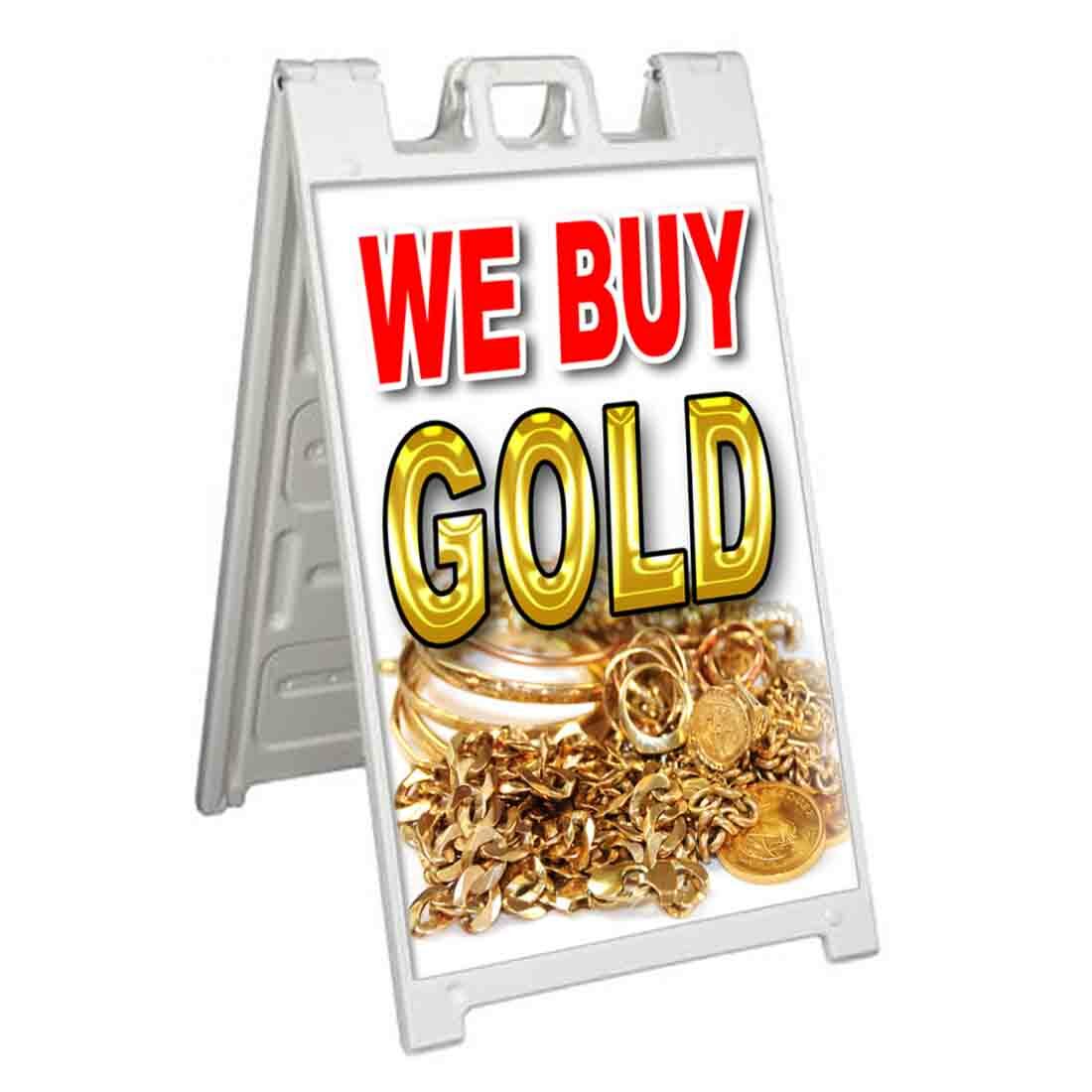 WE BUY GOLD Signicade 24x36 Aframe Sidewalk Sign Banner Decal PAWN SILVER