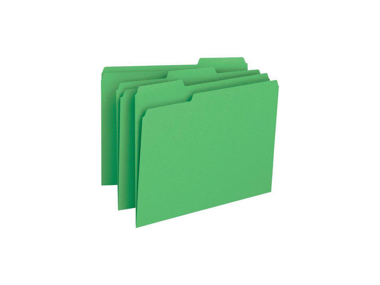 Business Source File Folder 11pt 1/3 Cut Assorted Tabs Letter 100/BX GN 65777