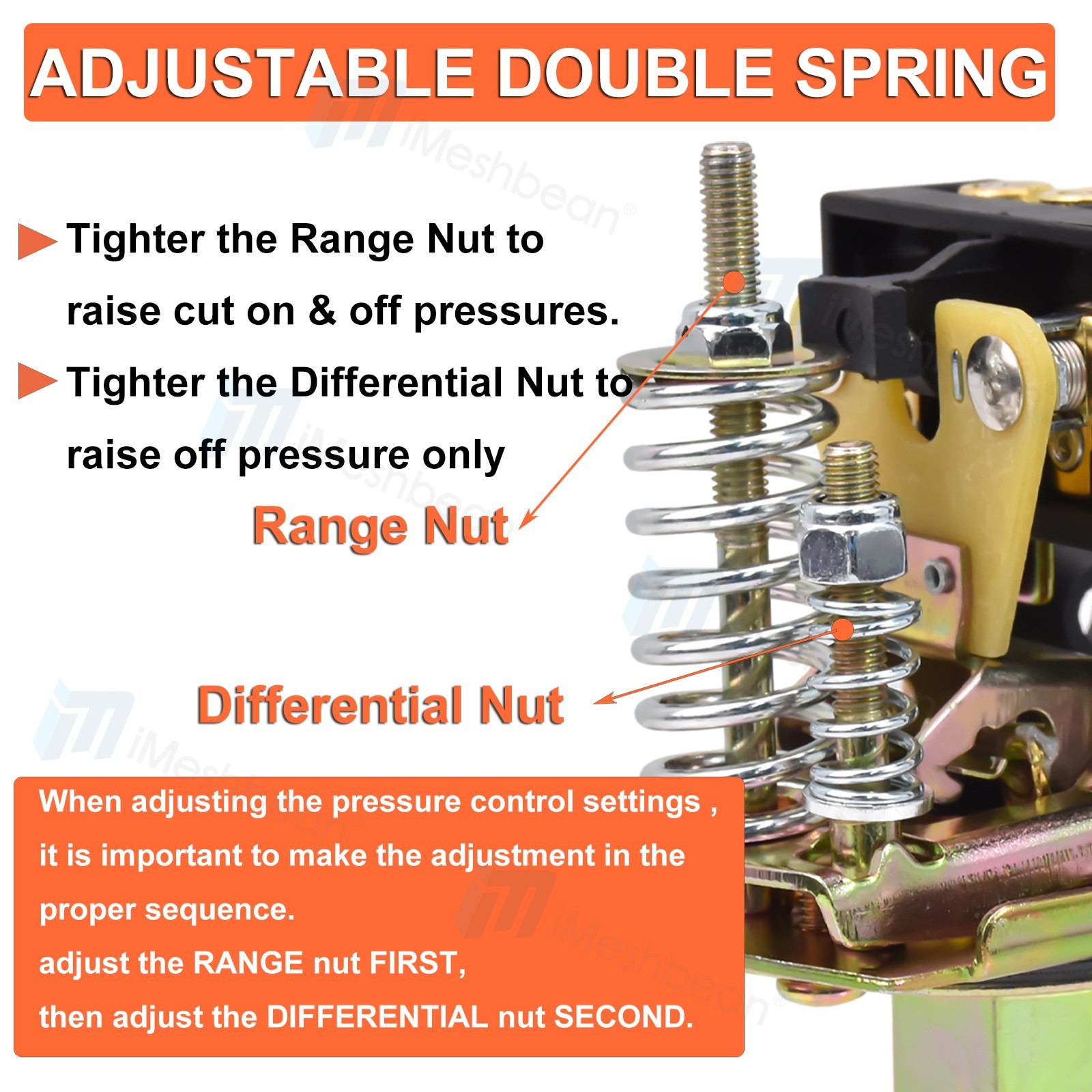 50-70 PSI Well/Water Pump Pressure Control Switch Adjustable Double Spring Pole