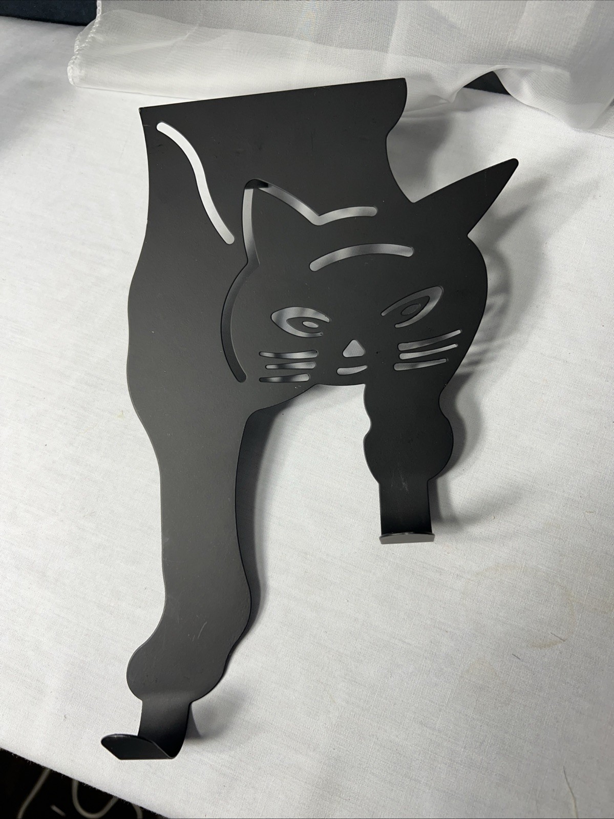 Black Cat Over-the-Door Hanger  Metal 2 Hooks Non-Rust 10"X6” -LAST CHANCE