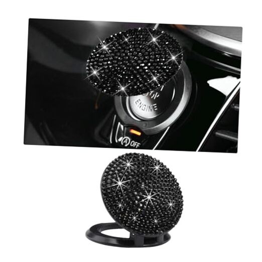 Dickno Bling Car Push Start Button Cover, Anti Scratch Ignition Black