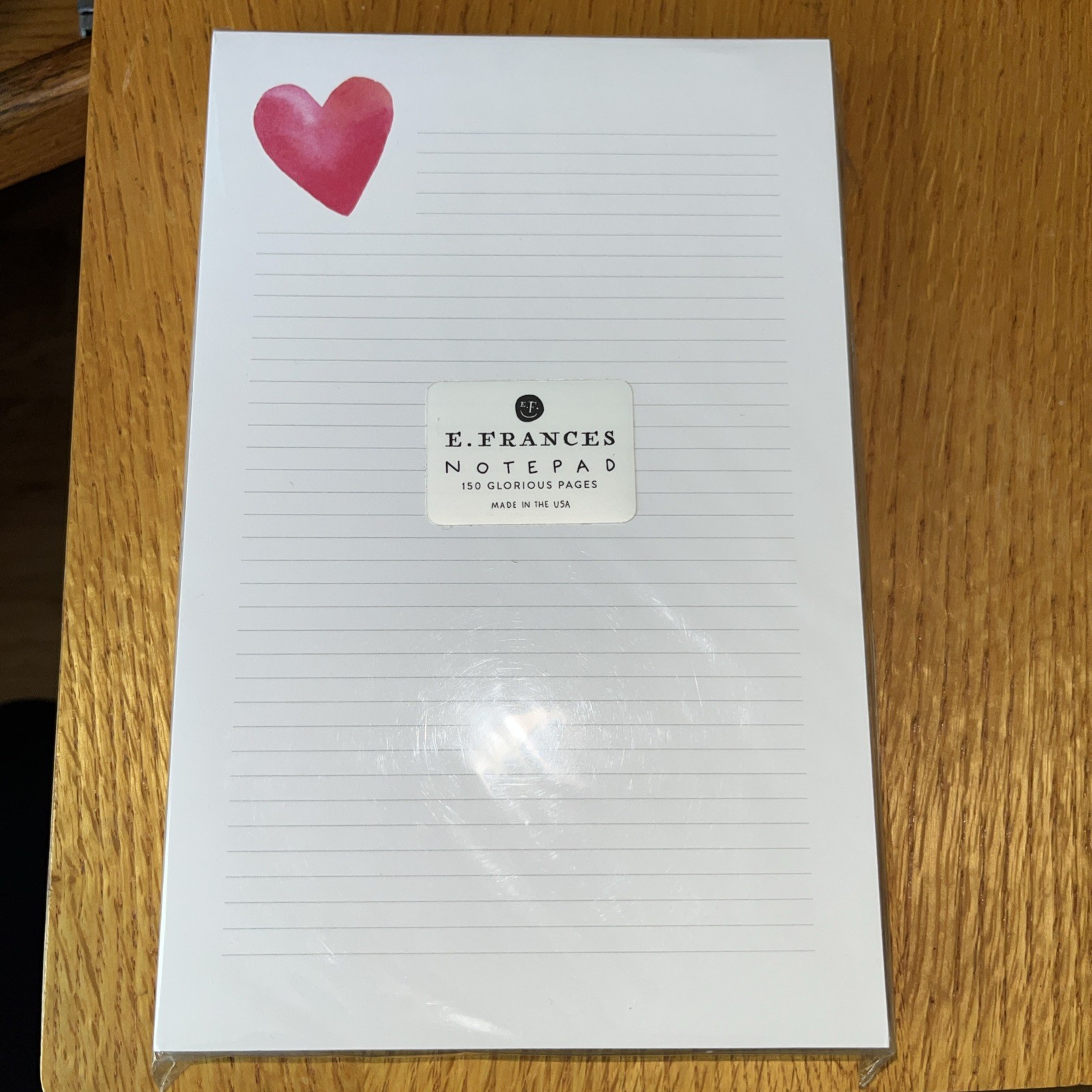 E. Frances Paper Company Red Heart  Lined List 150 Page Notepad