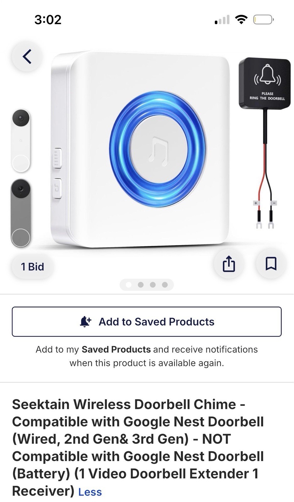 seektain wireless doorbell chime