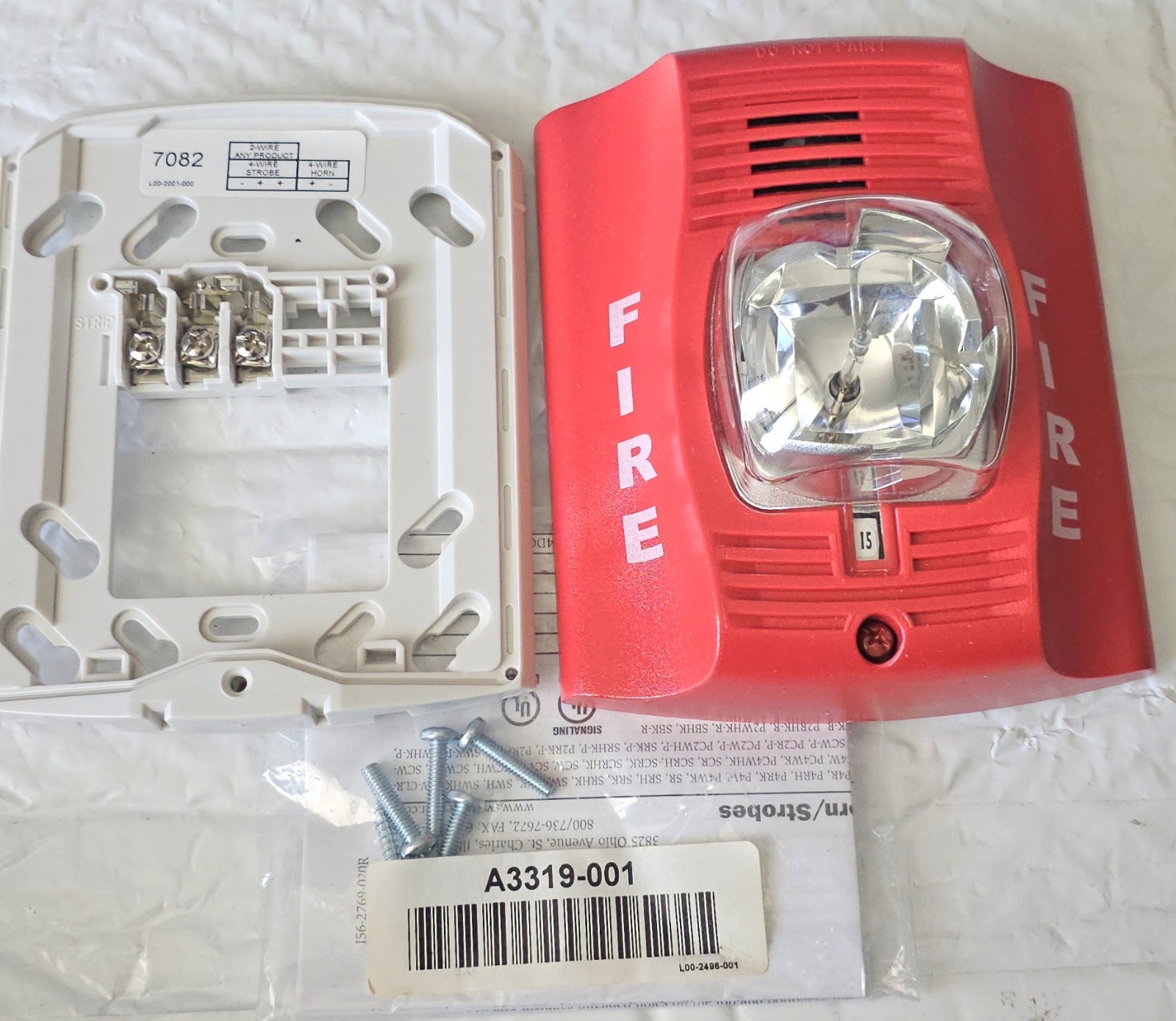System Sensor P2RK-R Replacement Horn Strobe with New Back Bock(and accessories)
