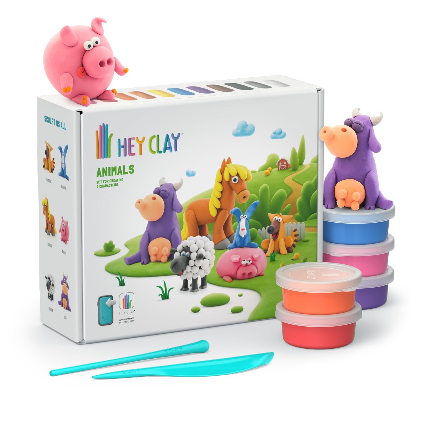 HEY CLAY Animals Set - Colorful Modeling Air Dry Clay for Kids - Air Dry Clay...