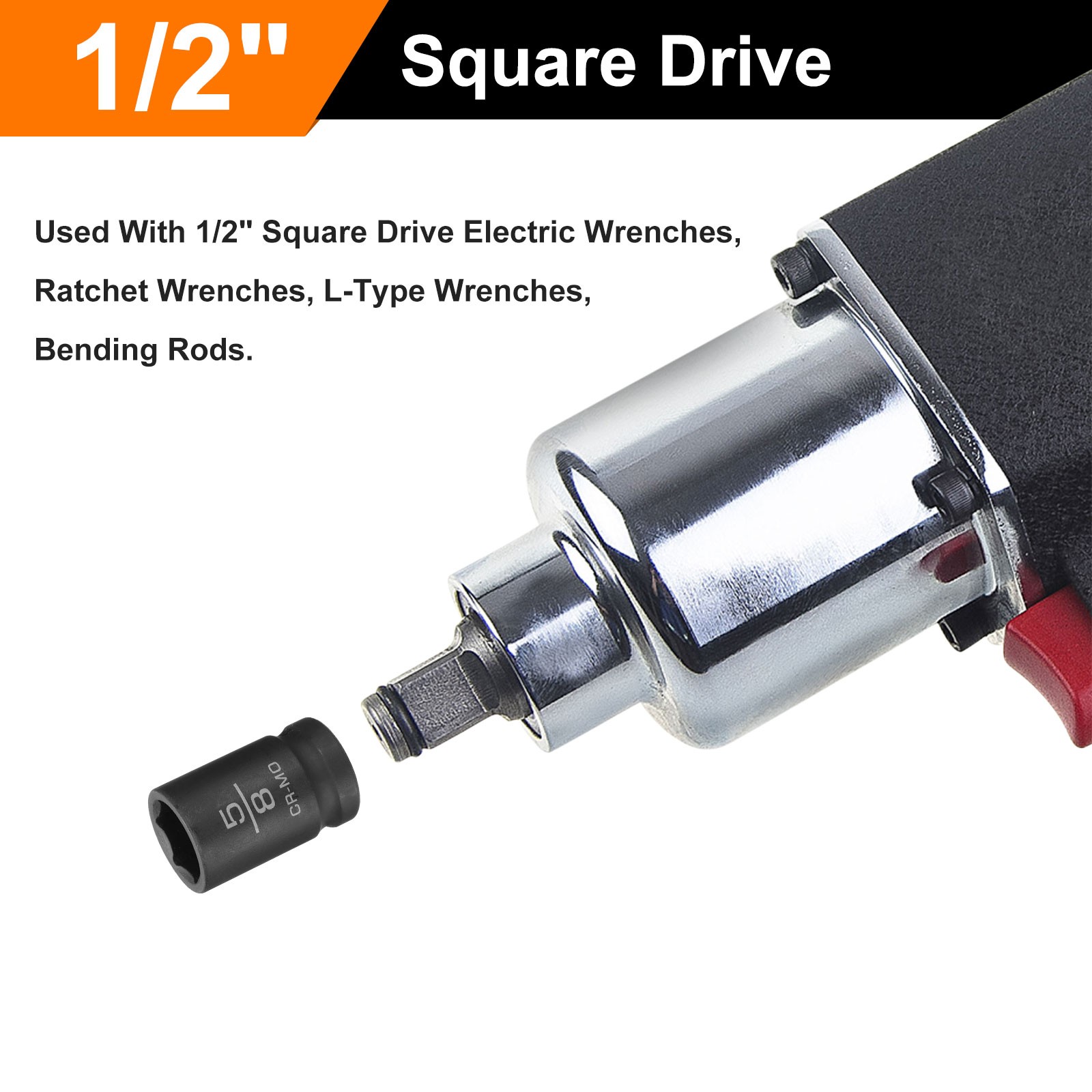 2pcs 6 Point Impact Socket 5/8" Socket 1/2" Square Drive 1.5" Long 40CRMO,