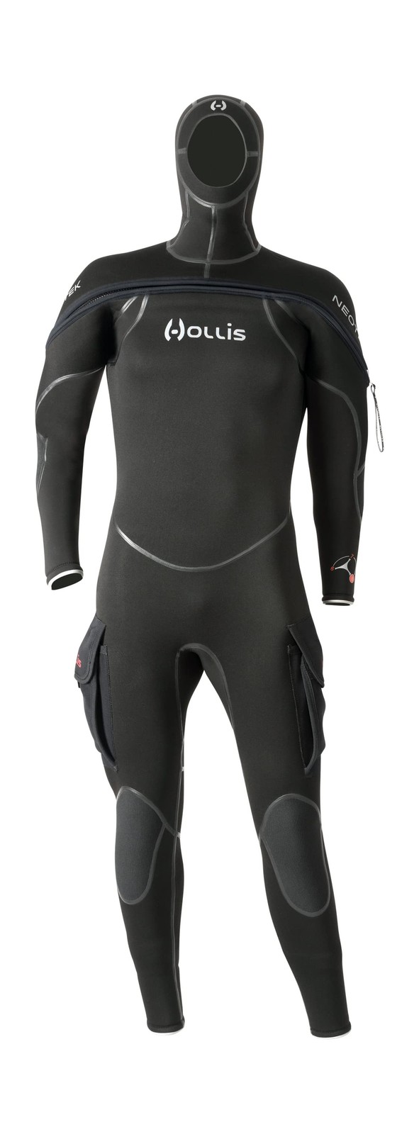 Hollis 8/7/6mm NeoTek V2 Unisex Hooded Semi-Dry Suit - XX-Large Black Medium