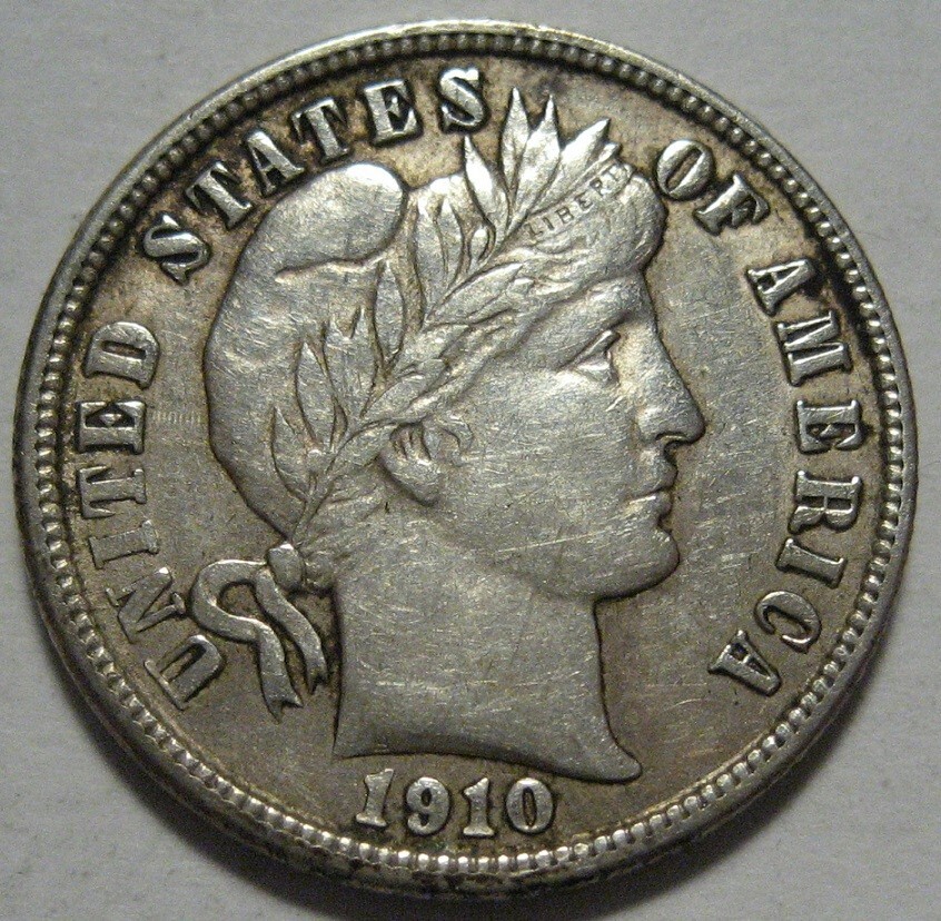 = 1910-D XF/AU BARBER DIME, Nice Details & Eye Appeal, FREE Shipping