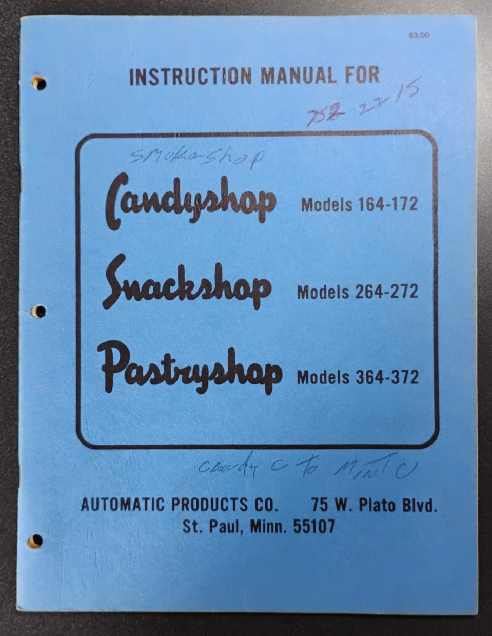 VTG Automatic Products Co Schematic Manual - Candyshop Snackshop Pastryshop