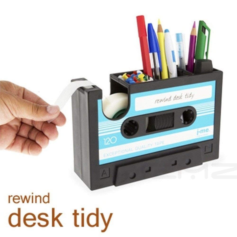 Creative Adhesive Tape Pen Holder Case, Retro Cassette Tape Dispenser Vase Br...