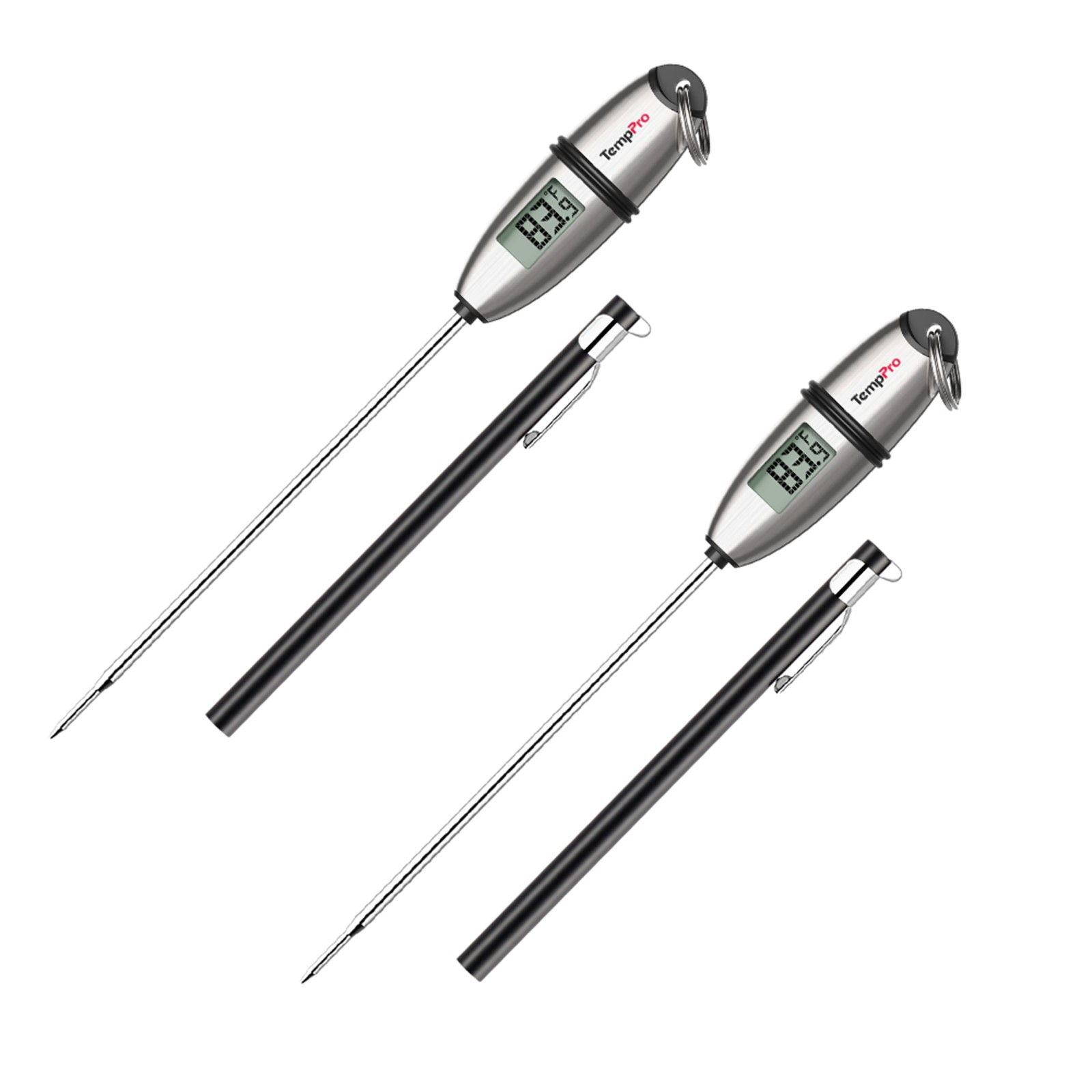 TempPro TP02S 2-Pack Instant Read Meat Thermometer 5.3" Long Probe BBQ Grill