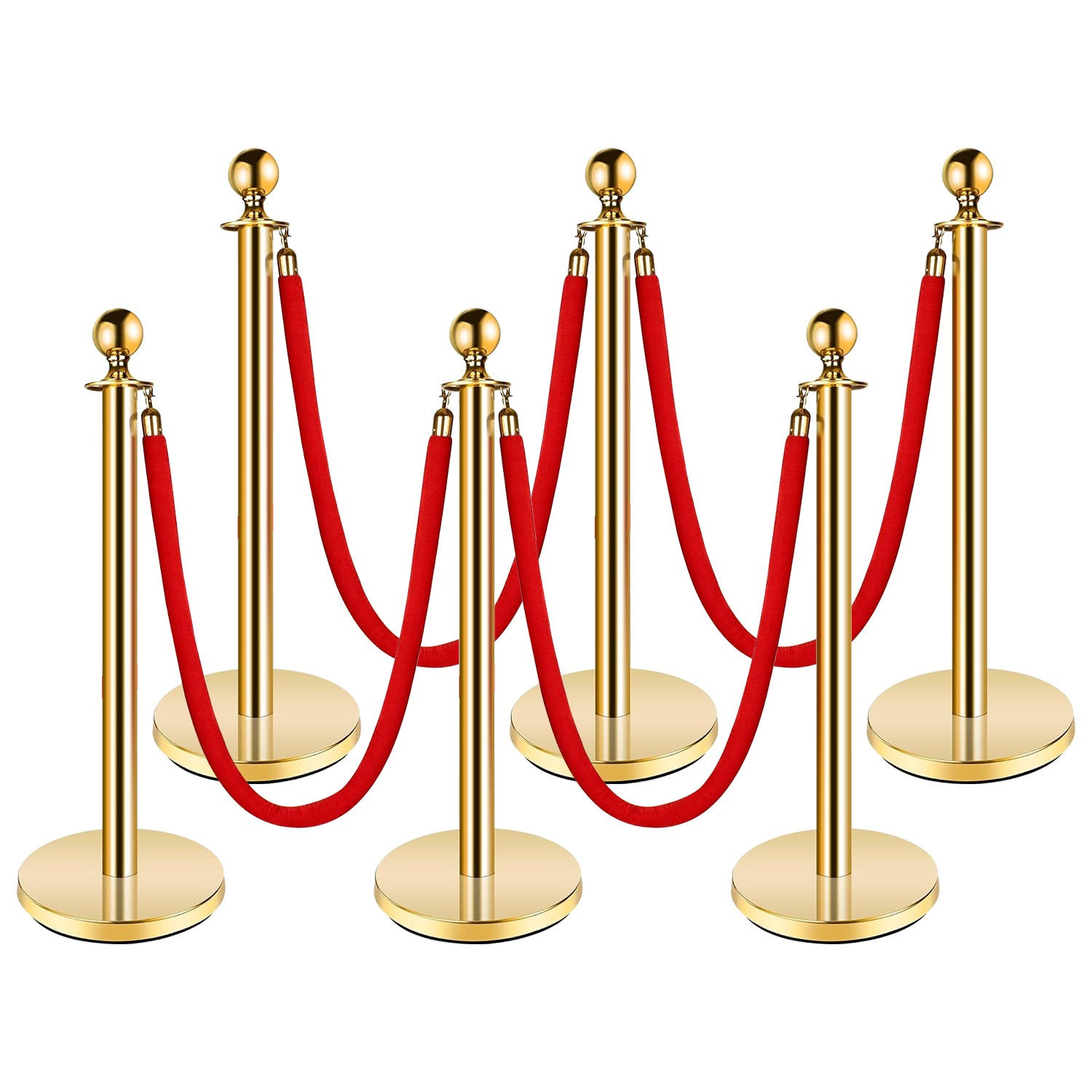 Velvet Rope Stanchion 2/3/4/5/6/10PCS VIP Queue Pole Crowd Control Barrier