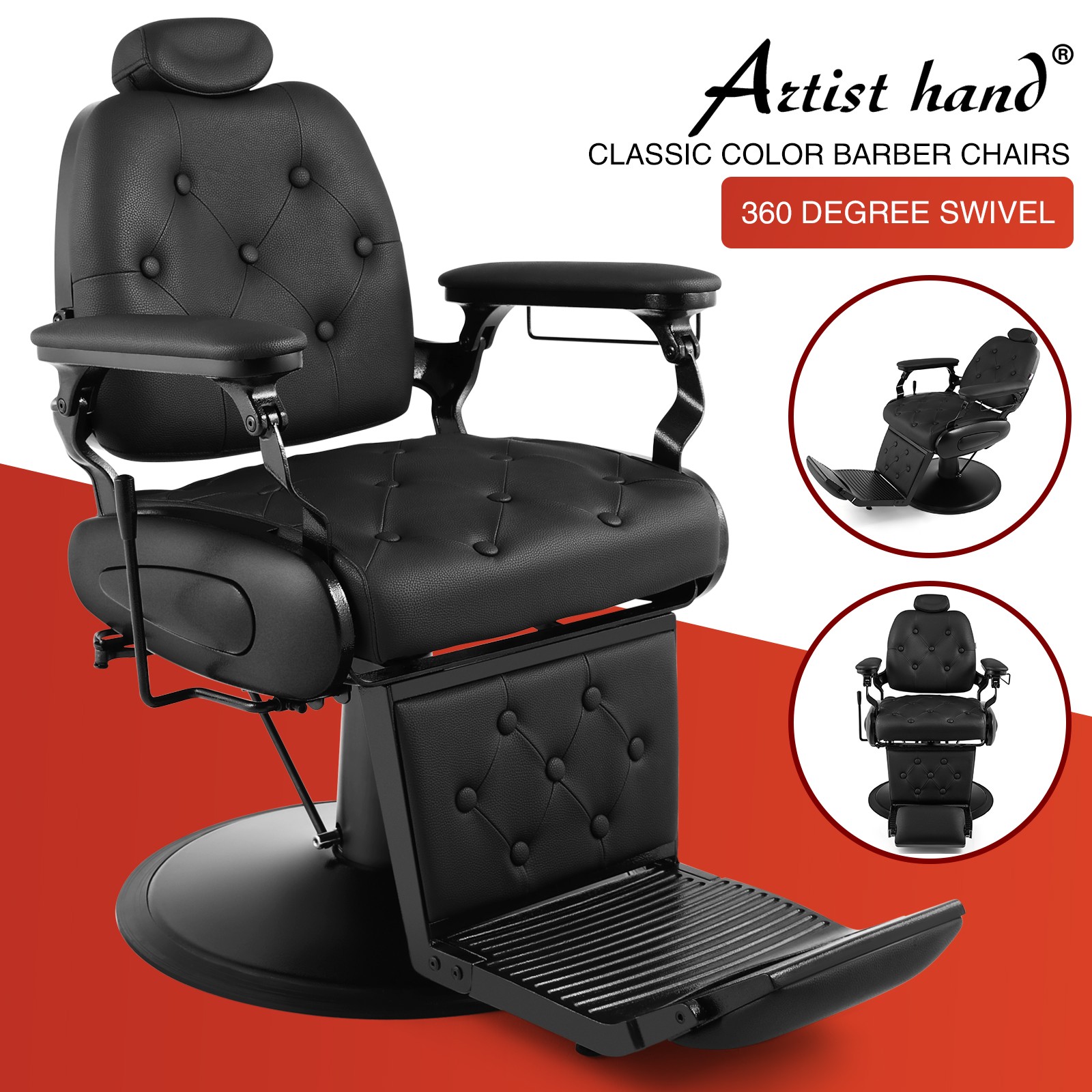 Vintage Black Recline All Purpose Barber Chair Heavy Duty Hydraulic Salon Beauty