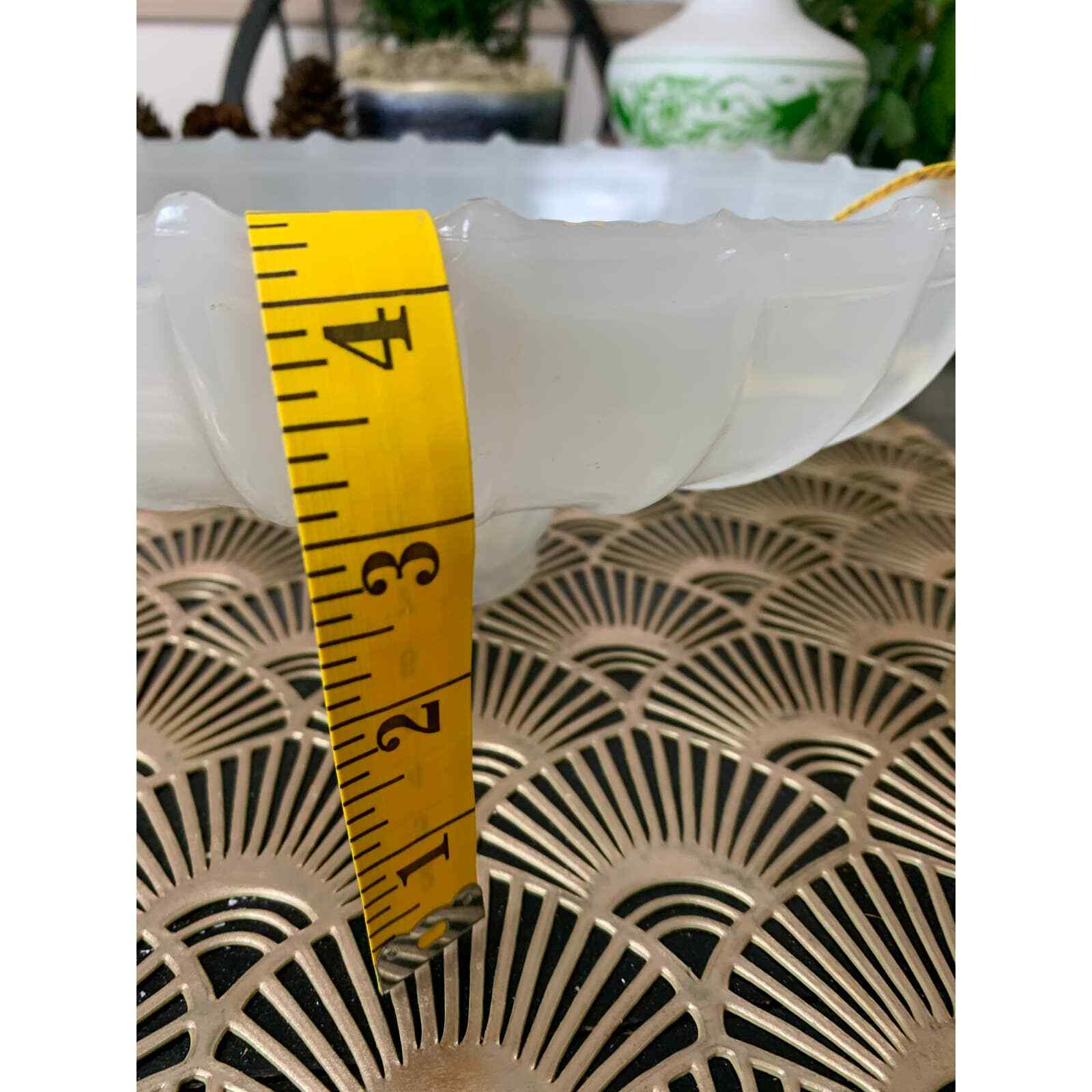 Antique opalescent milk glass hanging pendant lamp shade ribbed 10"