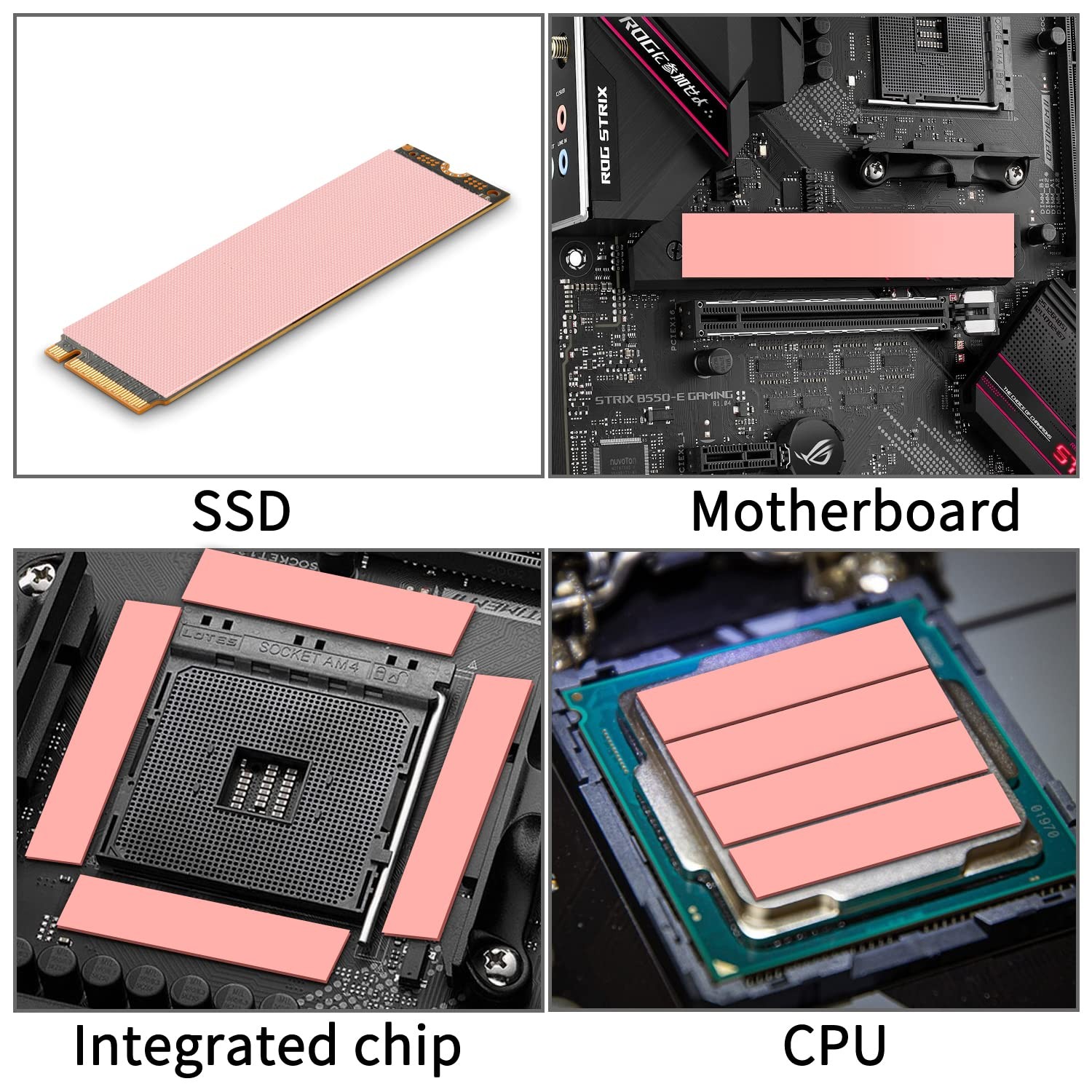 15W Thermal Pads for GPU, NVMe, CPU, SSD - 4 Pack 1mm 1.5mm Sizes