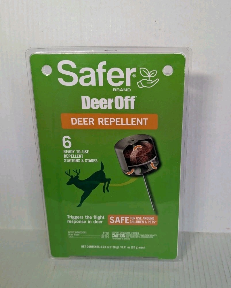 Safer Brand Deer Off Repellent Stations 6 Pack Weatherproof Stakes Yard Garden