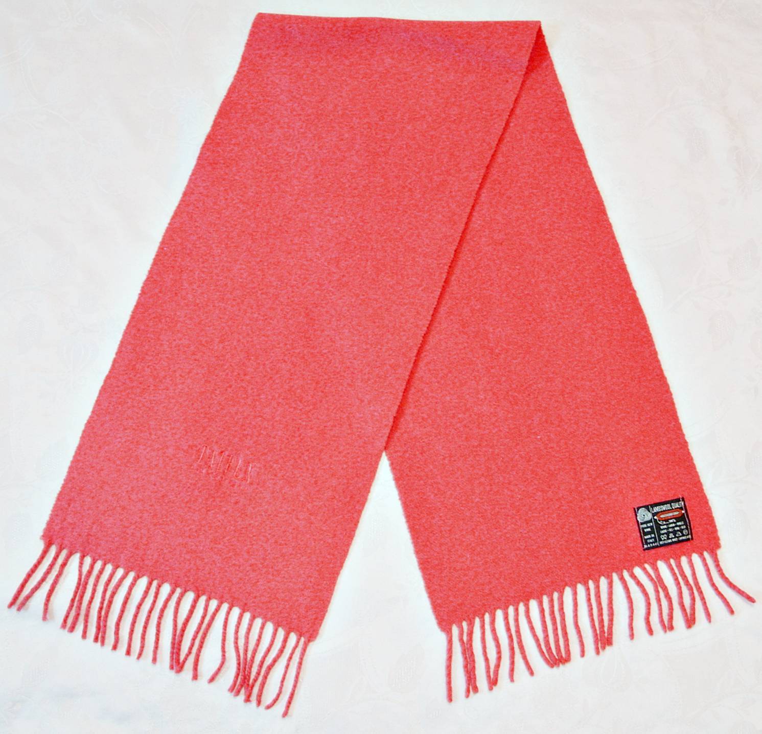 ITALY VINTAGE AUTHENTIC TAIFUN COLLECTION PINK LAMBSWOOL LONG MENS FRINGE SCARF
