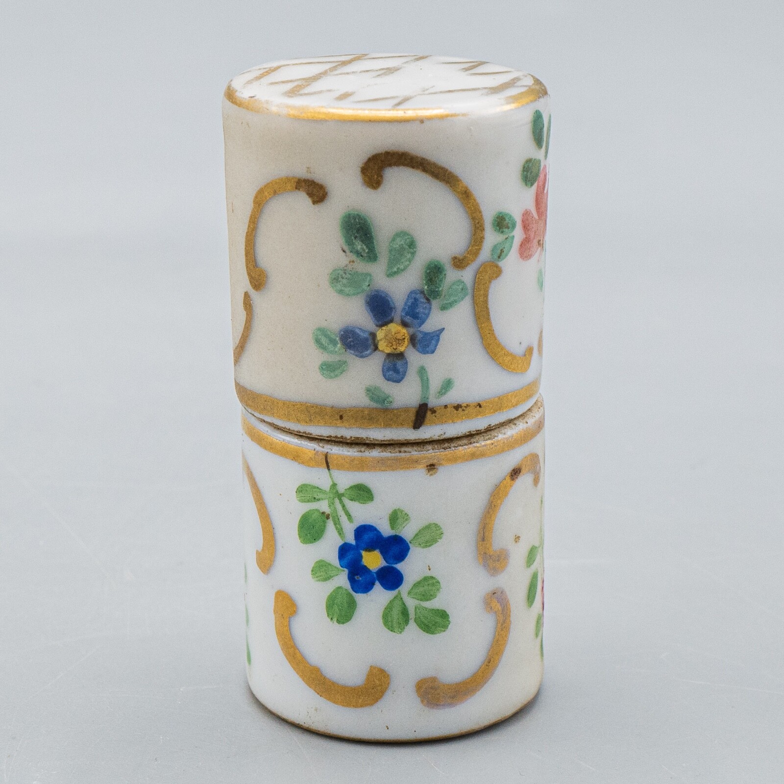 DAMAGED - France Porcelain Lighter Box Gold Flowers - AS IS