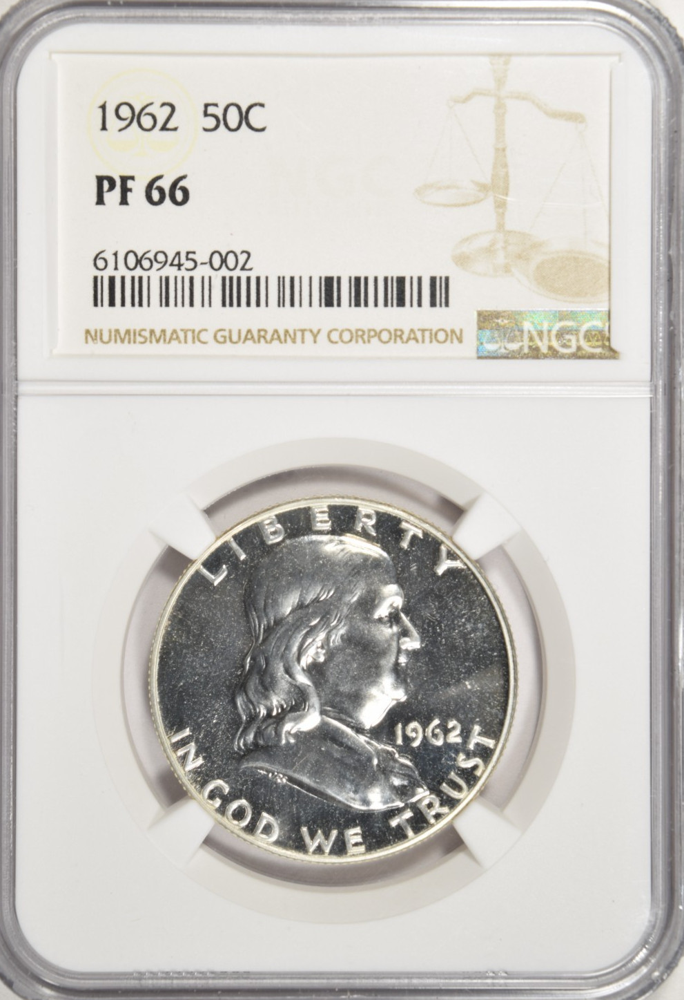 1962 PROOF FRANKLIN HALF DOLLAR ~ NGC PF66 ~ PRICED RIGHT!