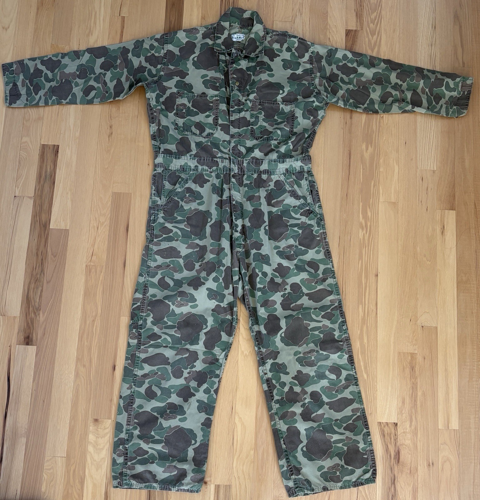 Vtg Vietnam Era KAMO Brand RN25334 Frog Skin Coveralls