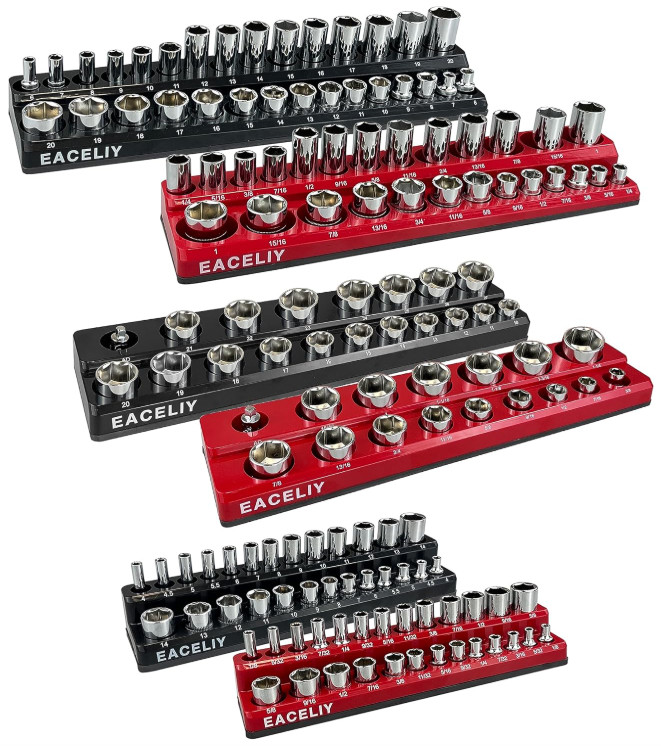 Organizador magnético para dados 1/4 3/8 1/2 SAE y métrico 141 piezas, Nuevo
