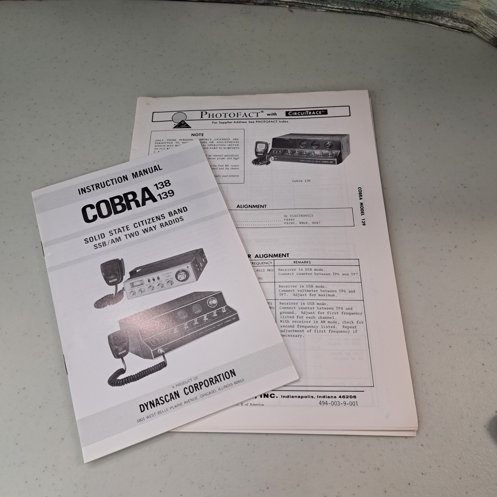 Dynascan Instruction & Service Manual COBRA 139 Citizens Band 2-way Radio