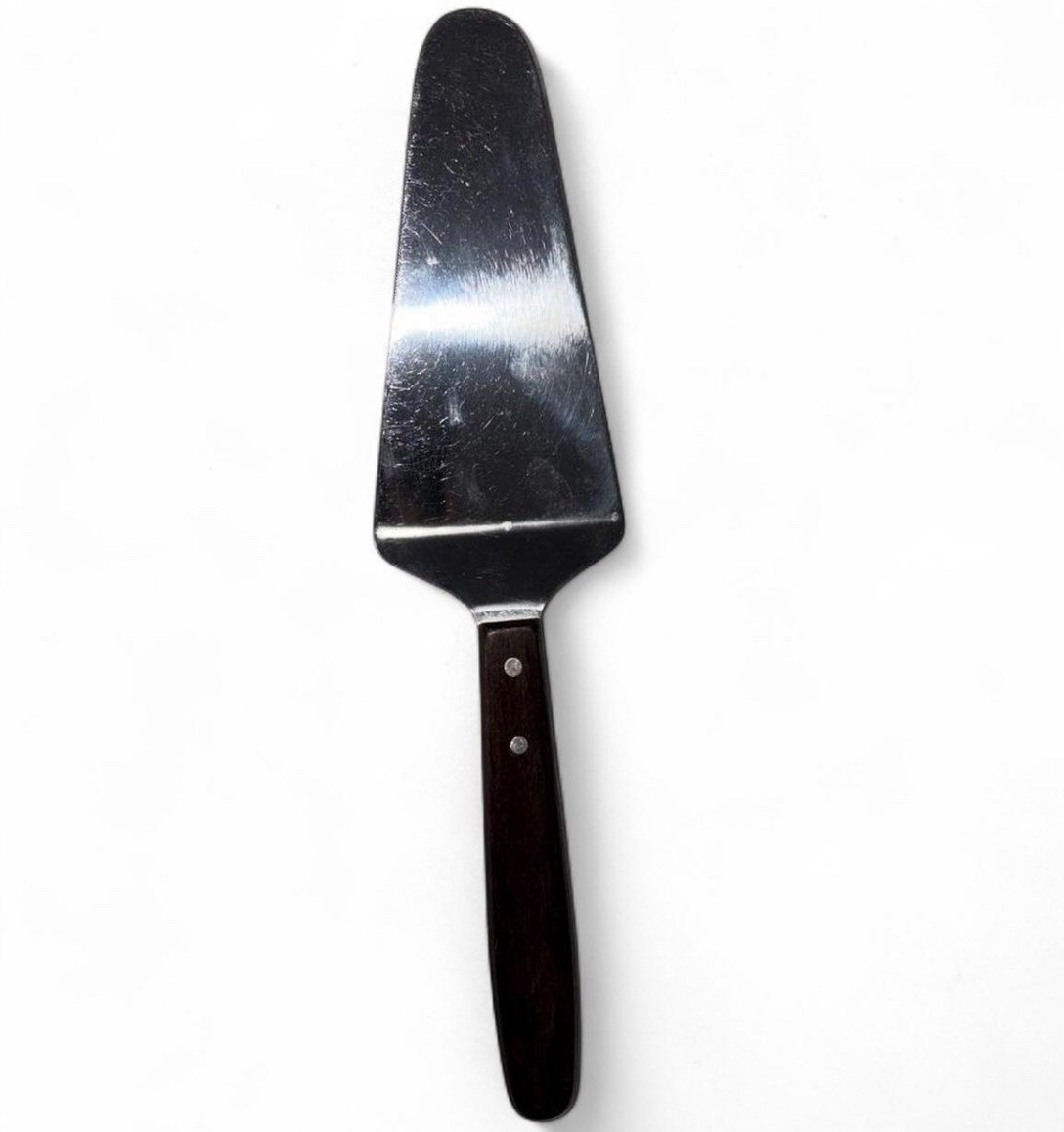 Stainless Steel Cake/Pie Server Slice, Dark Brown Wood Handle, 7 in