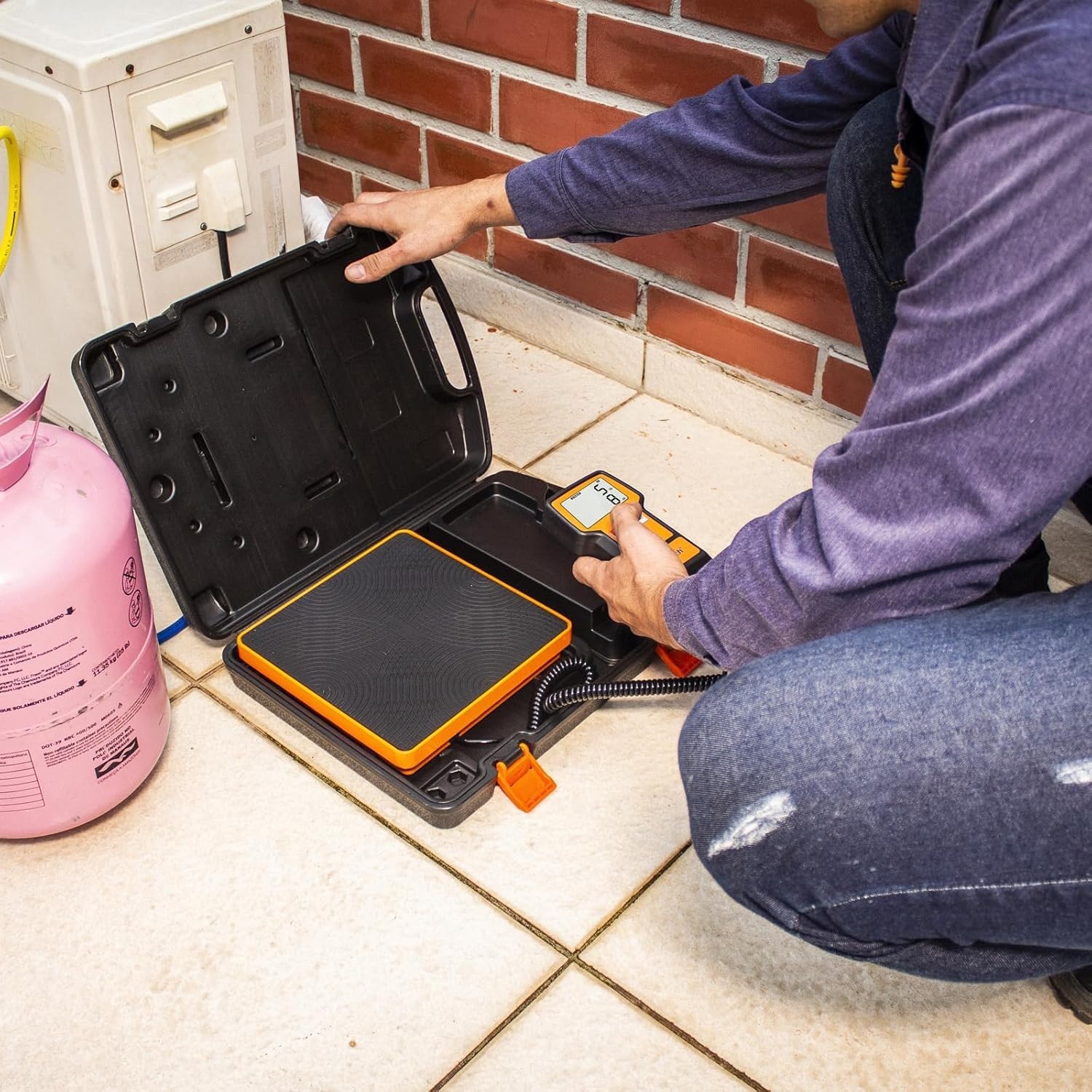 High Precision 220Lb Refrigerant Charging Scale with Slip-Resistant Platform