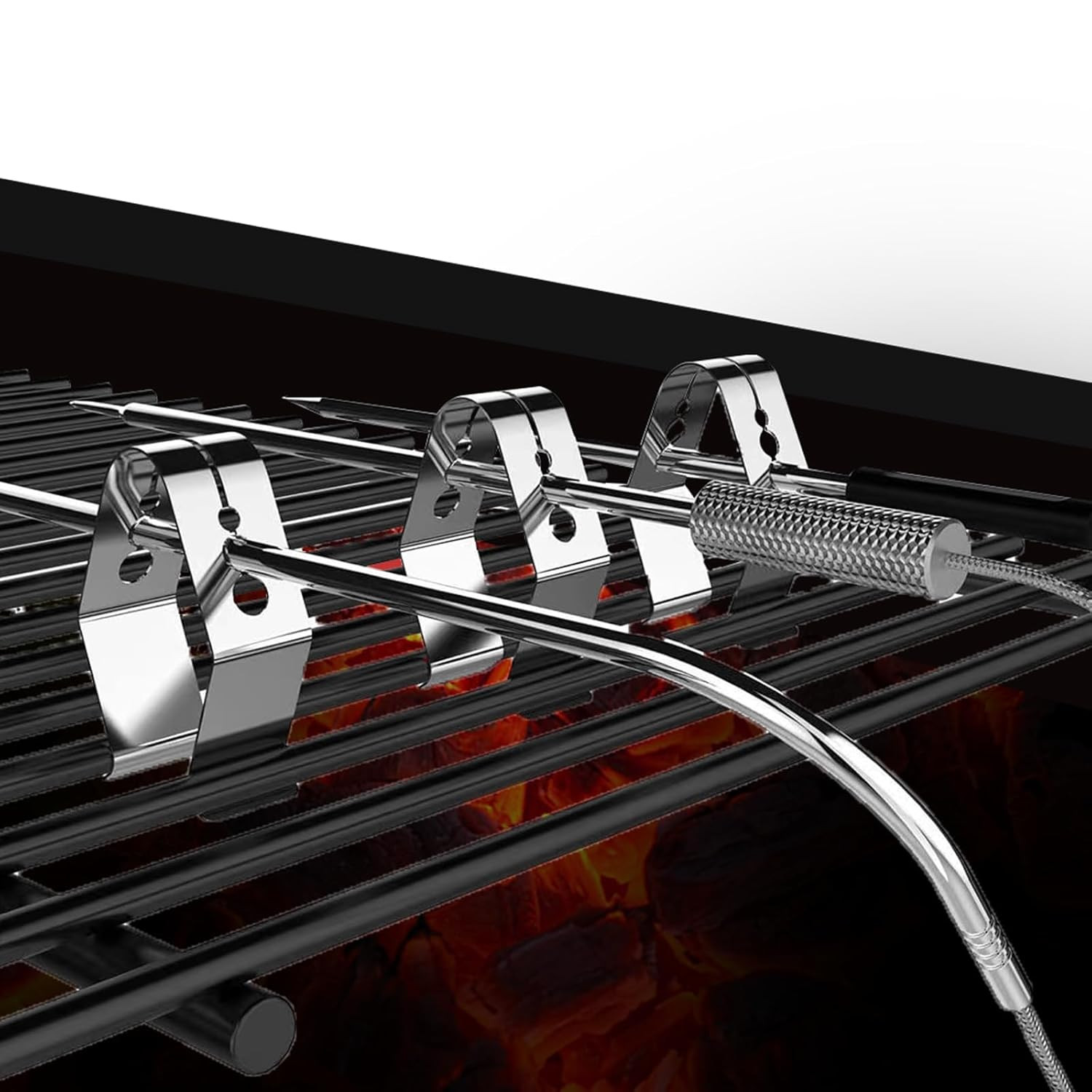 10 Pieces 3-Hole Probe Holder, Clip Meat Grill Temp Probe Clip Barbecue Universa