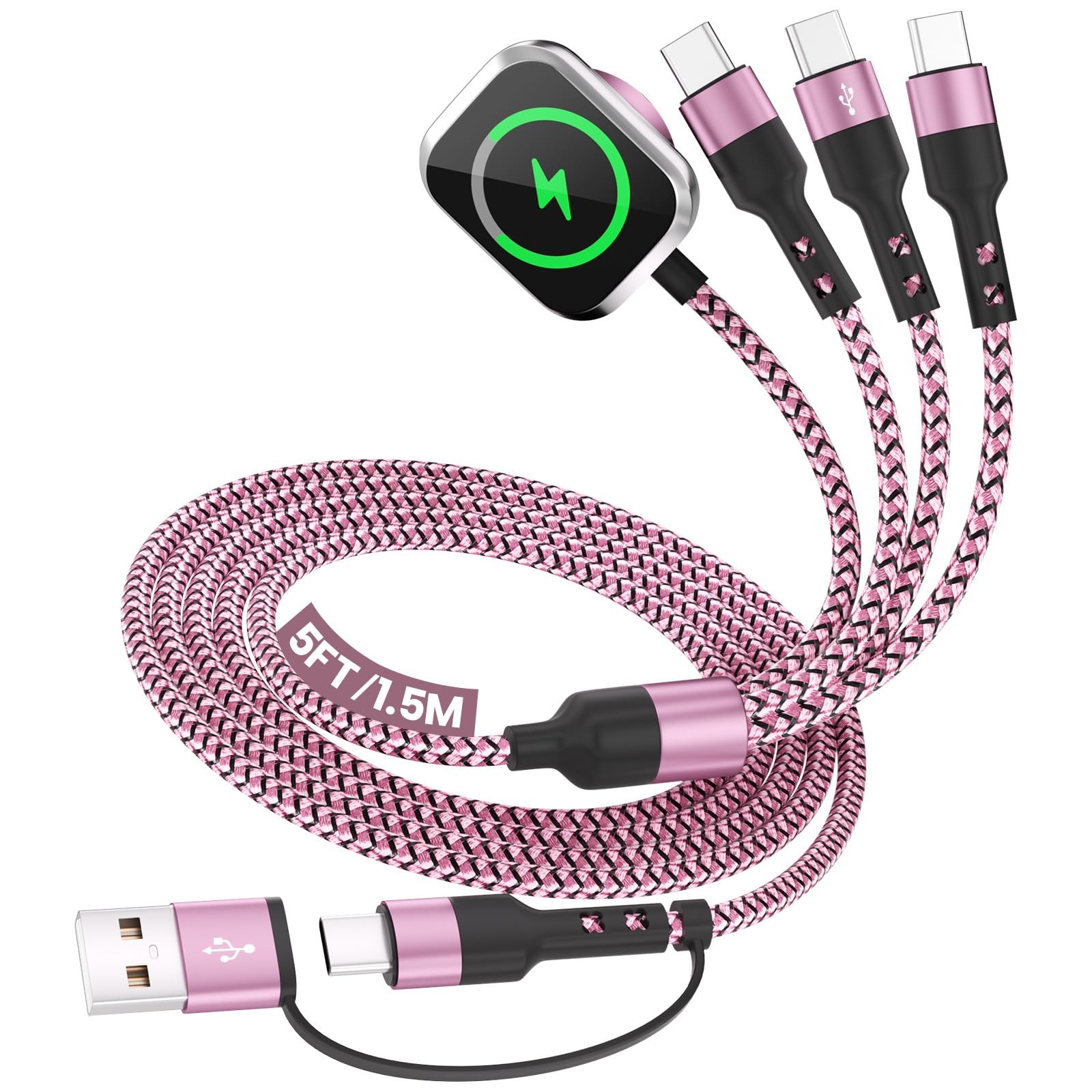 3 Type-C 4 in 2 Charging Cable for Phone iWatch Charger, Multi USB C Charging...