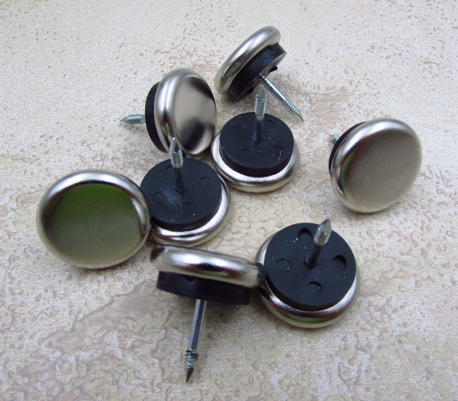 QTY 8 Steel 15/16" Base Metal 11/16" Nail-On Glides Wood Furniture Chairs Tables