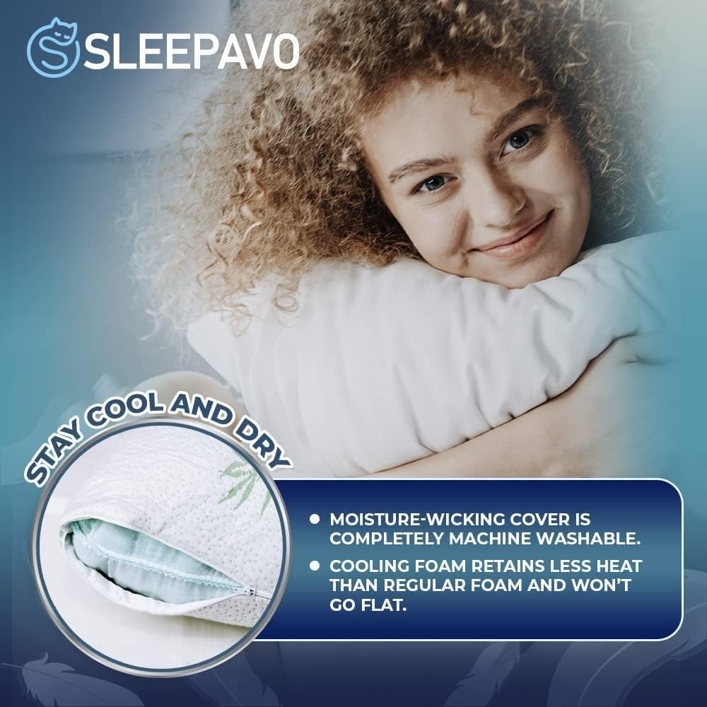 Shredded Memory Foam Pillow Queen Size - Cooling Bed Pillow for Sleeping