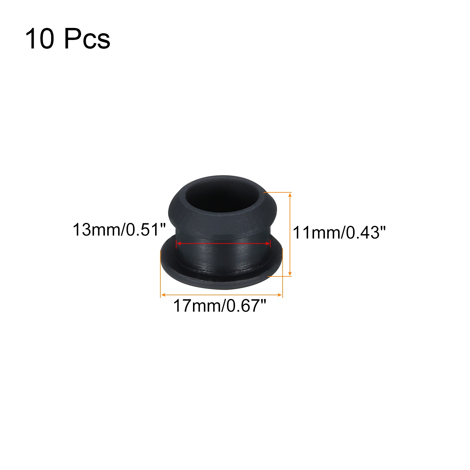 10pcs Silicone Hole Plugs Flush Type Panel Round Hole Plugs 13mm Diameter Black