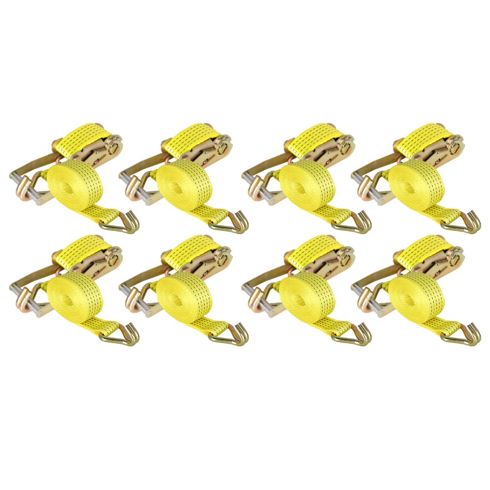 2 In x 15 Ft Ratchet Straps With J Hook 5000 Lbs Heavy Duty Tie Downs 8 Pack