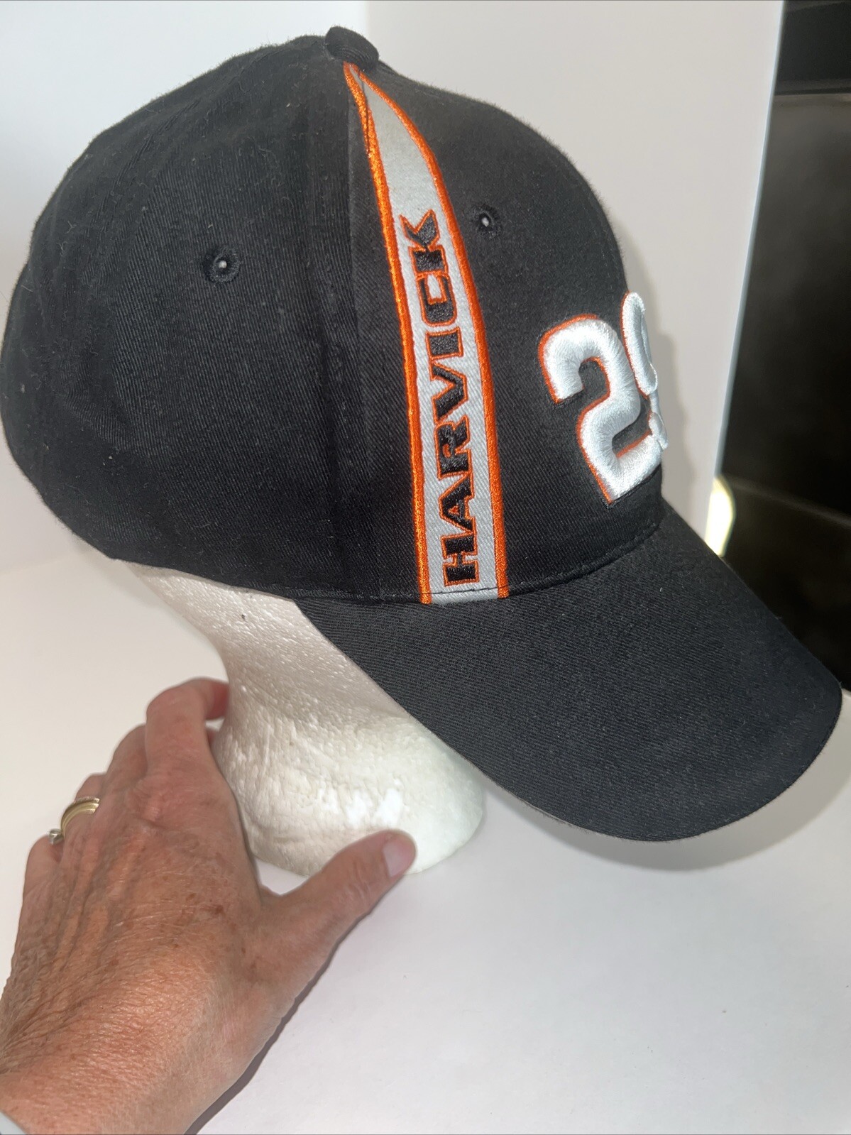 Harvick 29 White Gray Orange on Black Hat Cap NASCAR GM Winner Circle Brand EUC