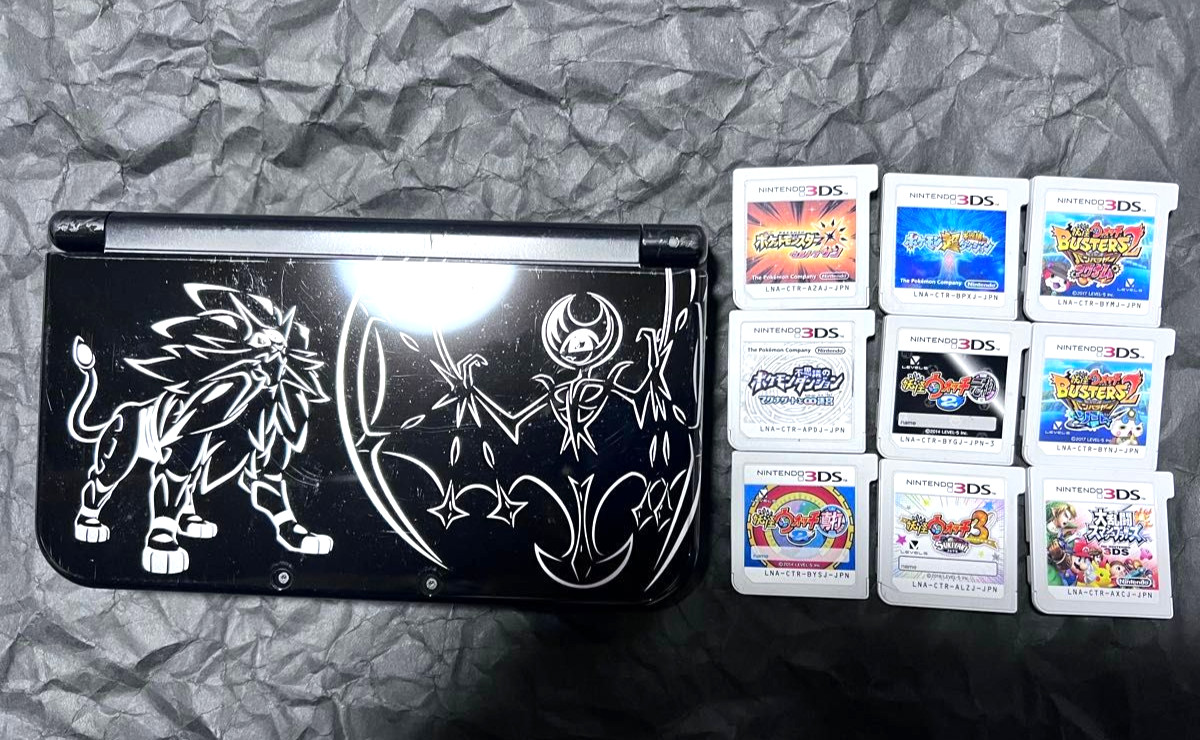 New Nintendo 3DS XL LL Pokemon Solgaleo Lunala Console Tested w/ 9 Softwares