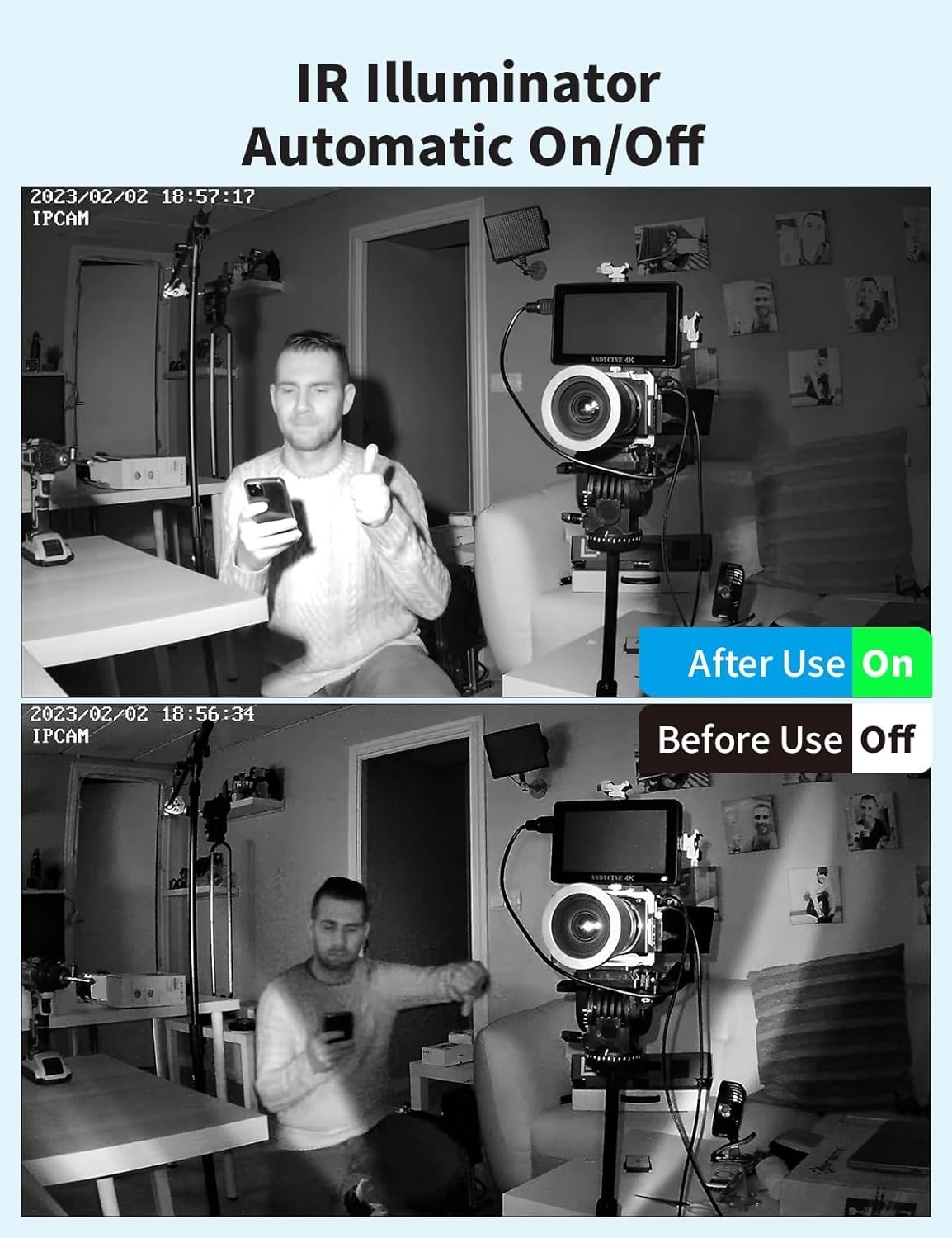 Automatic Night Vision 2-Pack Floodlights – Compatible with All Security Cameras