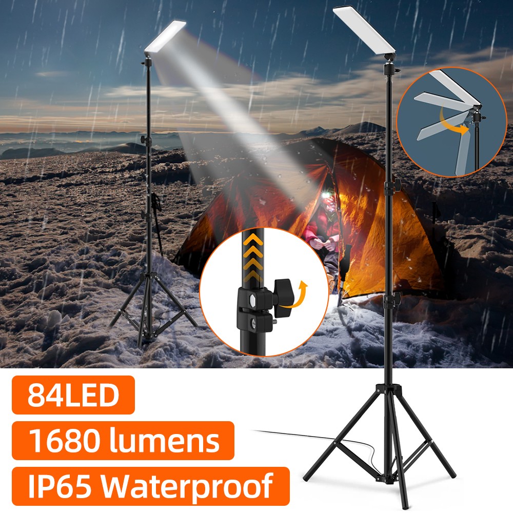 71" Telescoping Tripod Work Light 1680 Lumen Portable Camping Light LED USB Lamp