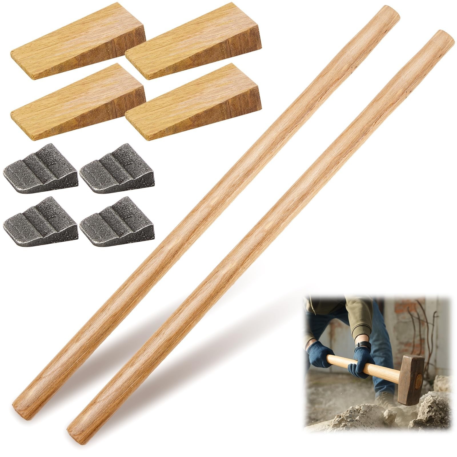 Bucherry 2 Sets 24" Replacement Hammer Handle Kit Includes 2 Sledge Hammer Ha...