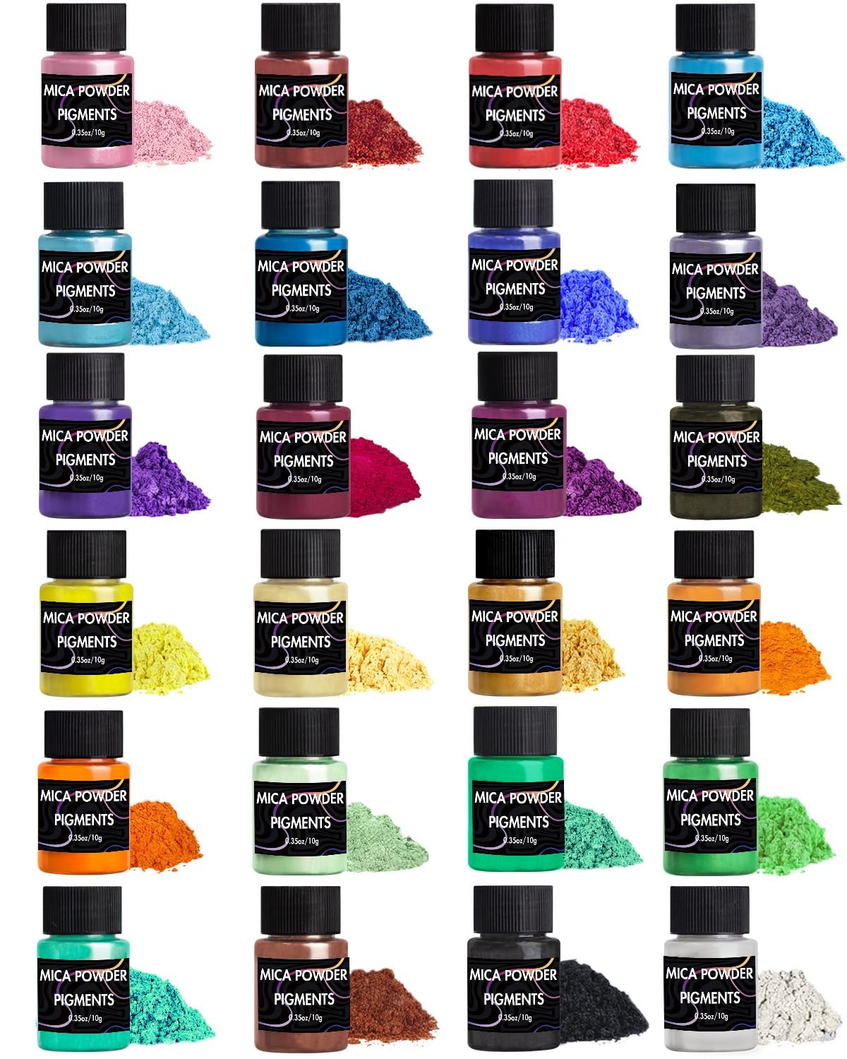 24 Colors Mica Powder Set Pearl Pigment for Epoxy Resin Soap FROM USA