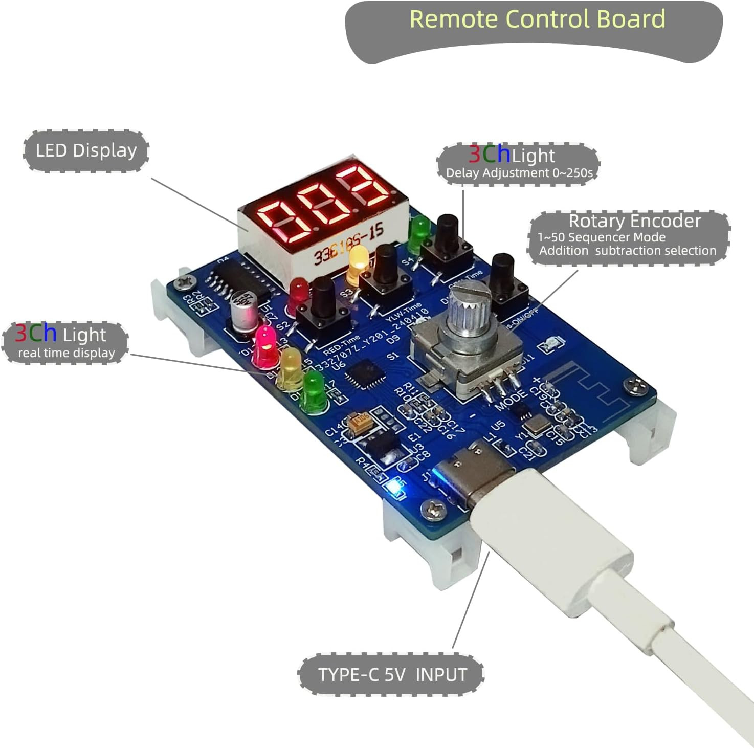 Remote 3 Channel Light Controller Sequencer with 50+ Modes 110/240V AC Easy to P