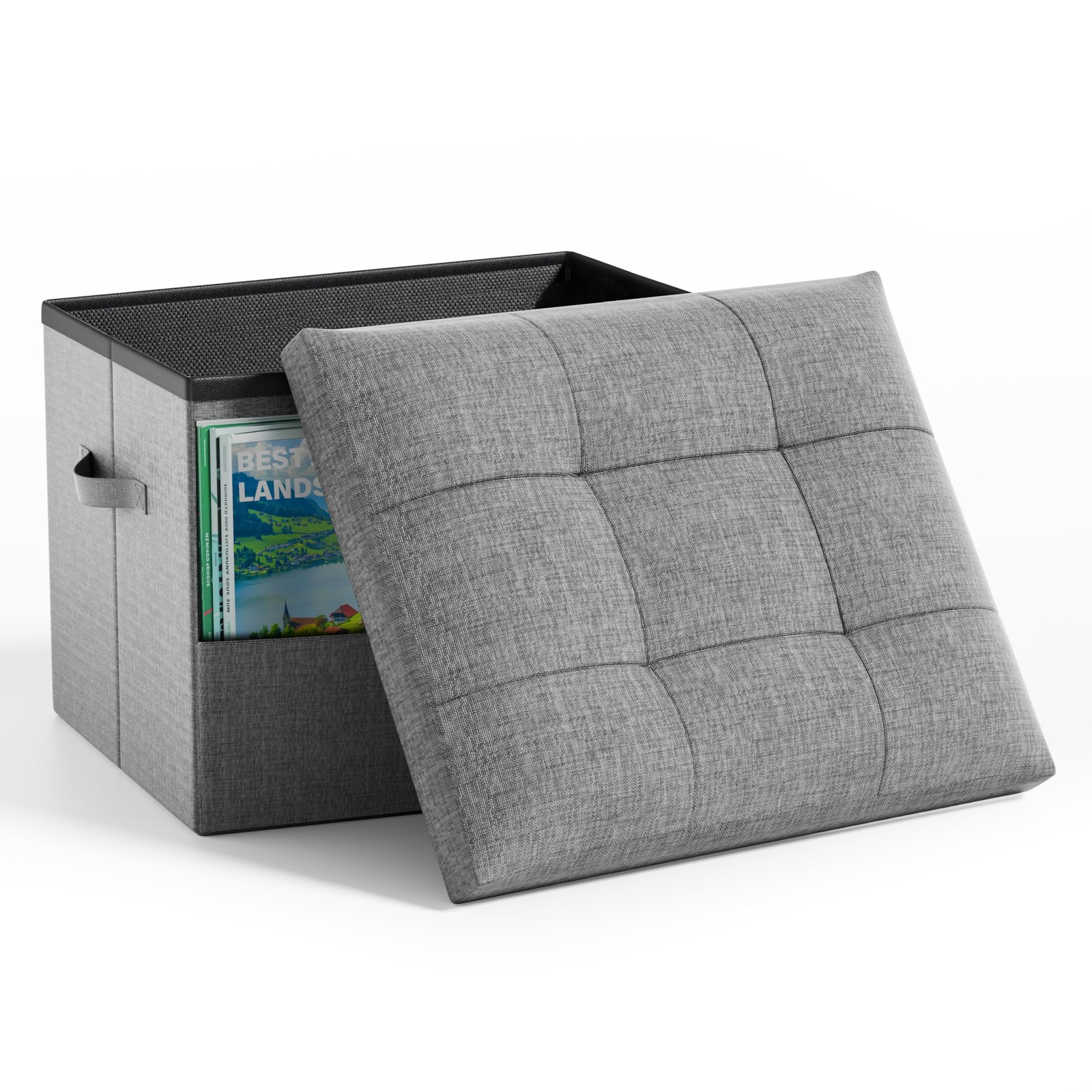 Storage Ottoman Foot Rest Stool, Foldable Foot Rest Stool with Thicker Foam P...