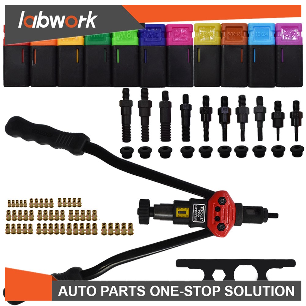Labwork Rivet Gun Kit Blind Riveter Gun 11 Set Interchangeable Mandrel Kit 16"