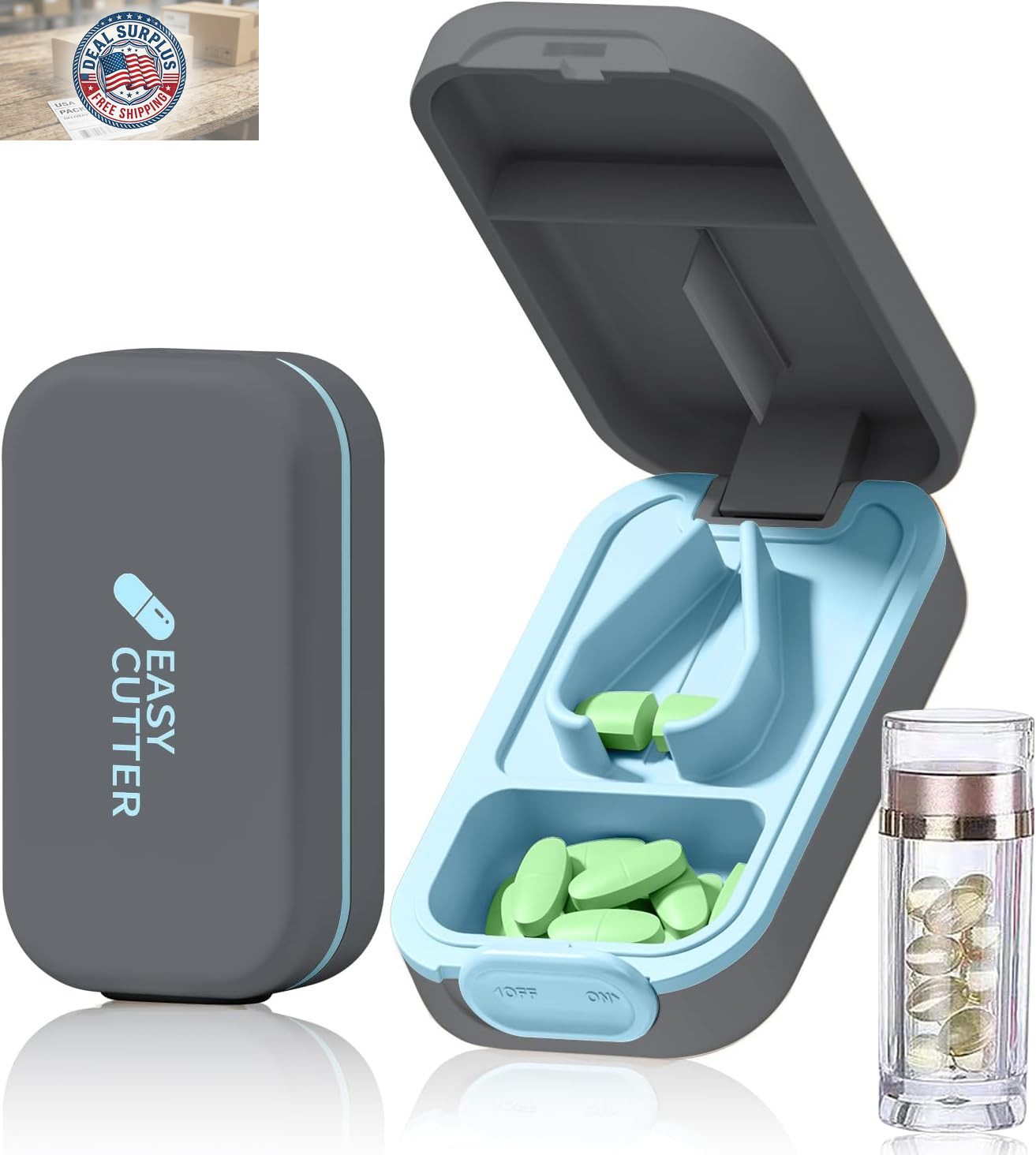 Pill Cutter & Organizer - 3-25Mm Adjustable Blades | Splinter-Free Cutting | Det