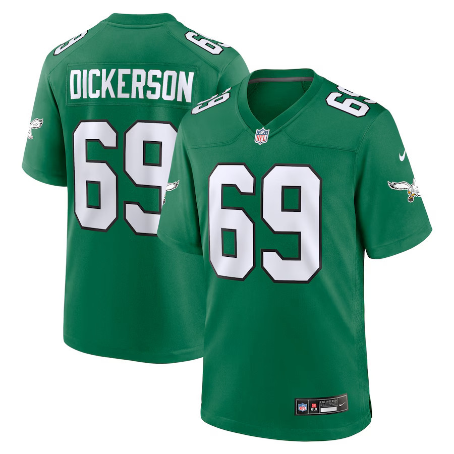Men's #69 Landon Dickerson Green Player SportShirt Adult - All Stitched