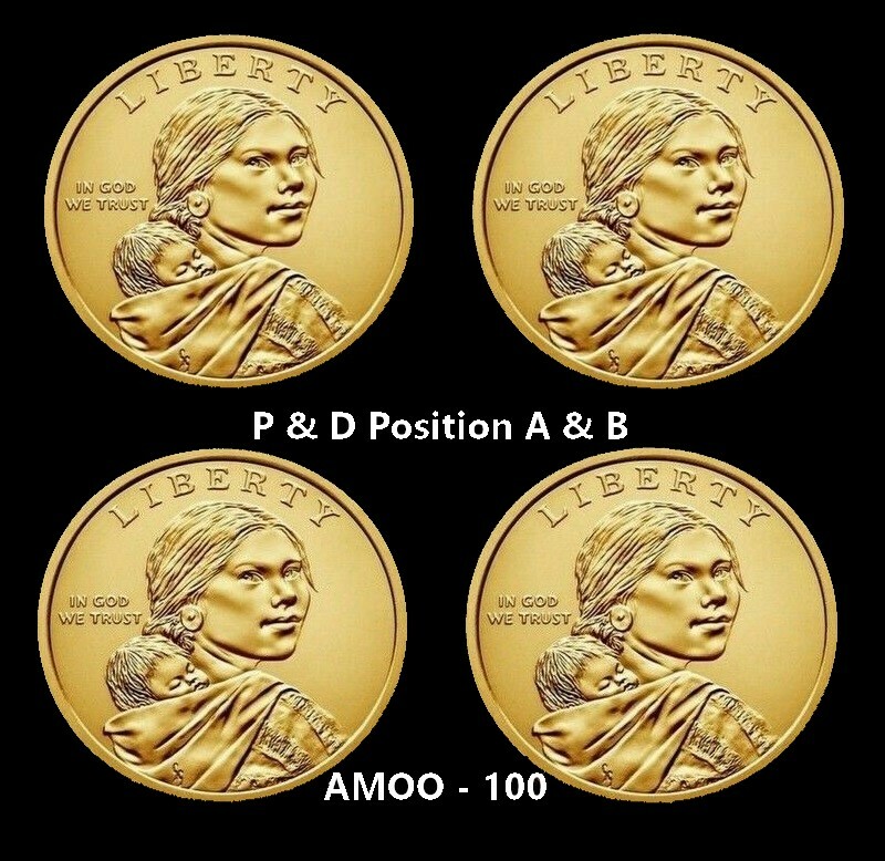 2022 P D Sacagawea Native American Uncirculated Dollar Position A & B 4 Coin Set