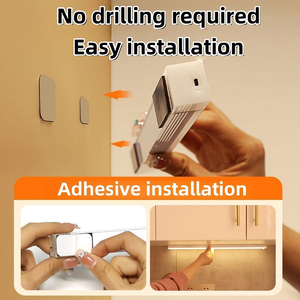 4 Pack LED Under Cabinet Lights, Rechargeable Motion Sensor, 3 Color Dimmable
